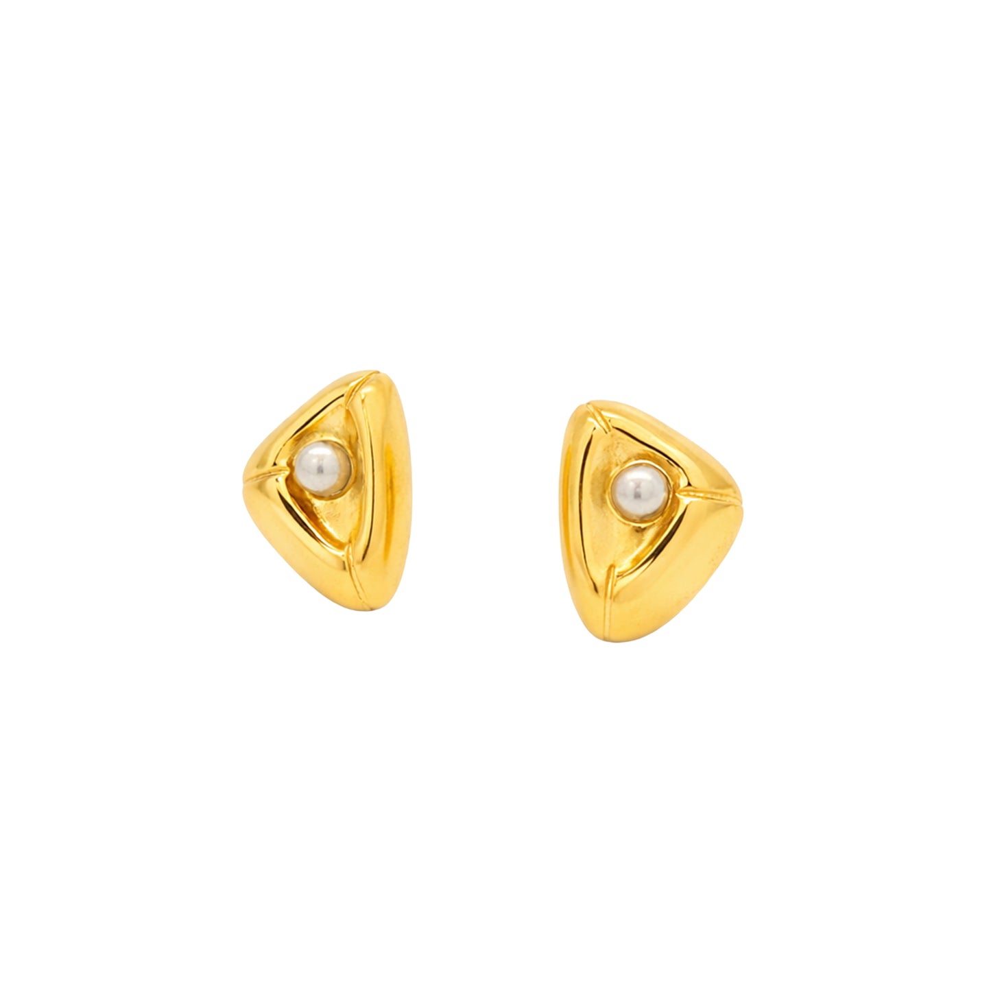 Modern Dome Accent Gold Stud Earrings