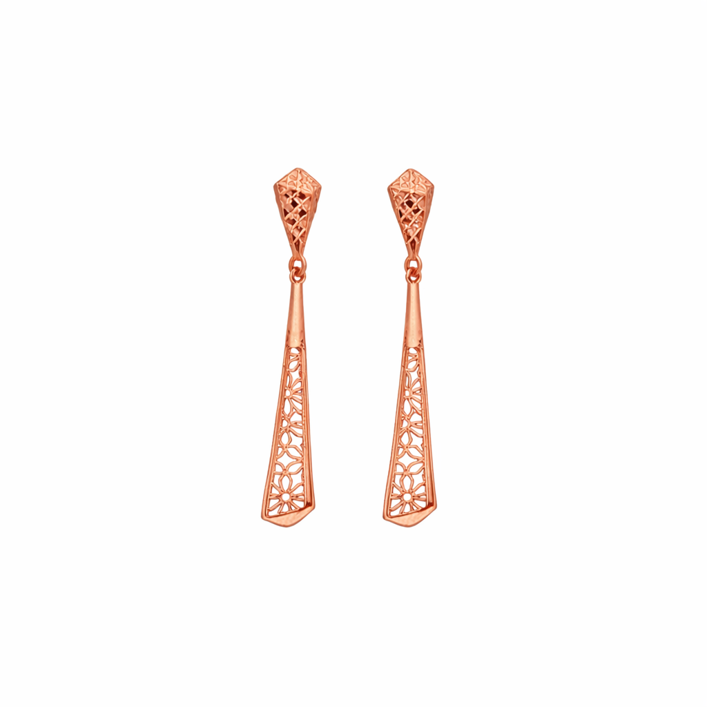 Textured Pyramid Gold Earrings