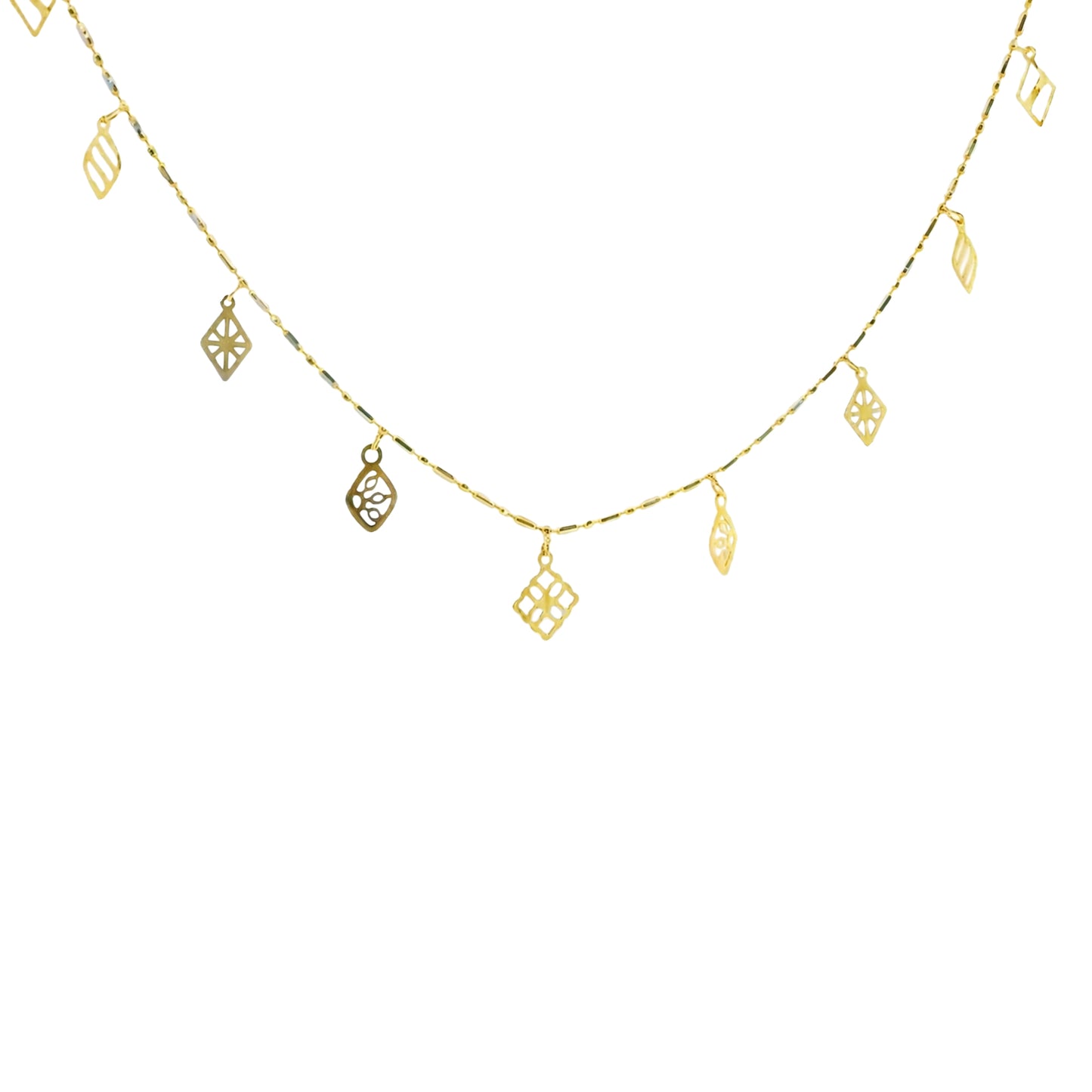 Meadow Motif Charm Gold Necklace