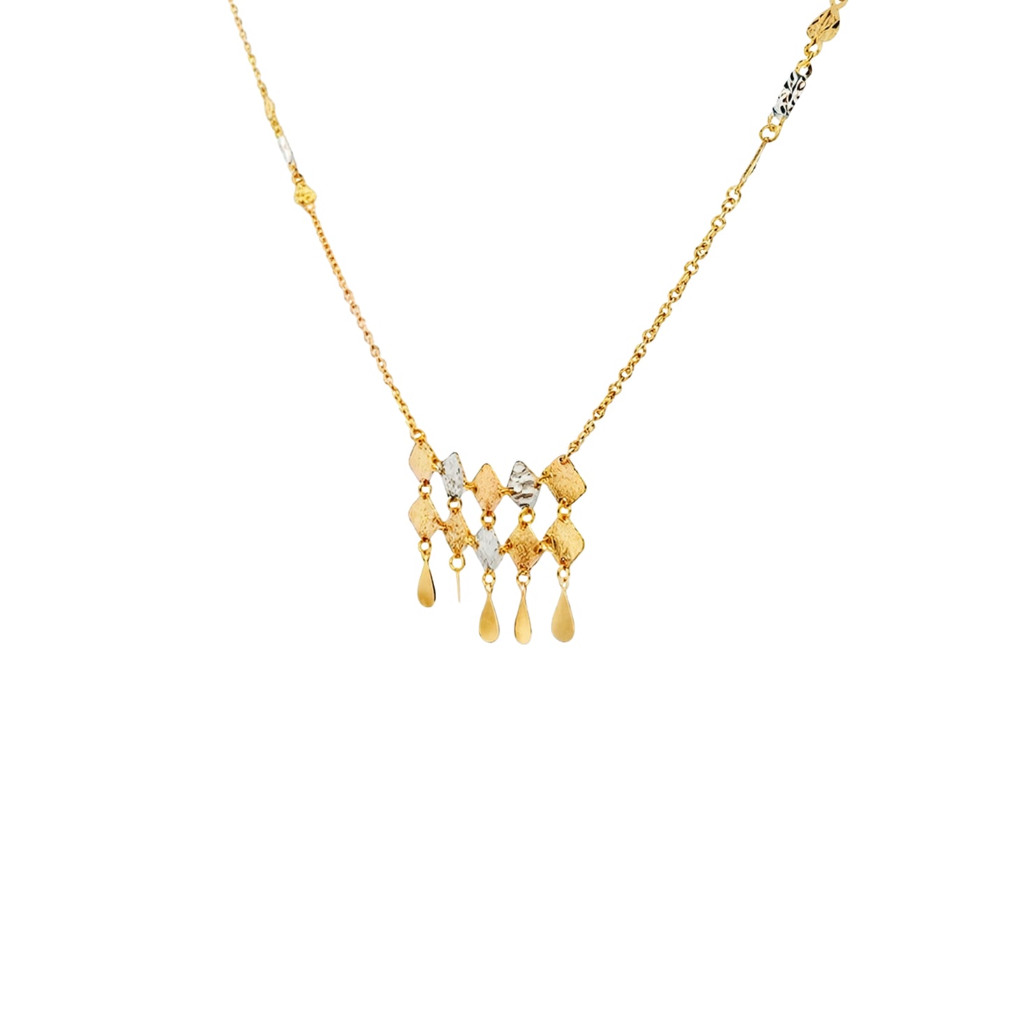 Regal Lattice Drop Gold Necklace