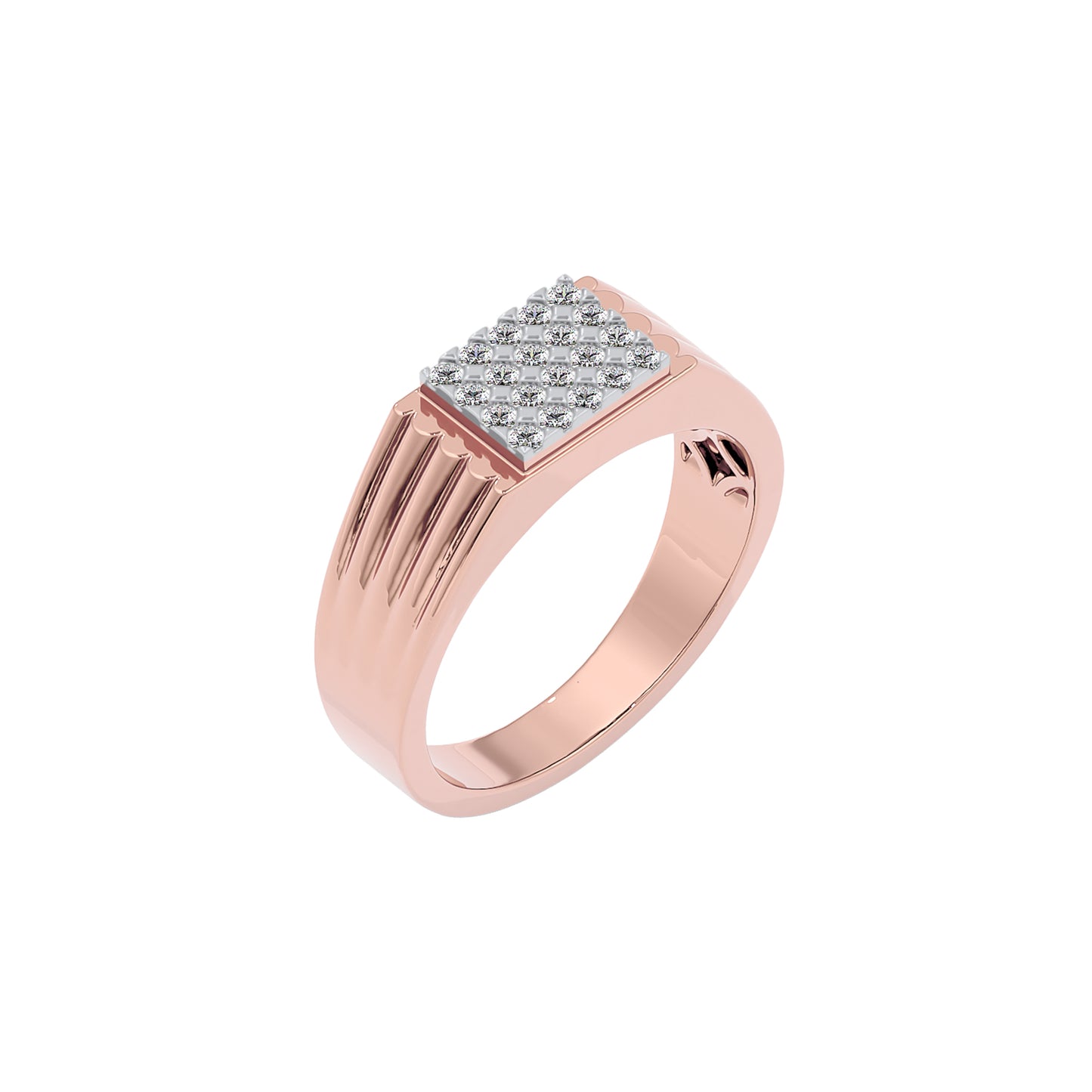 Imperial Pave Diamond Mens Ring 18 KT / Rose Gold / 22