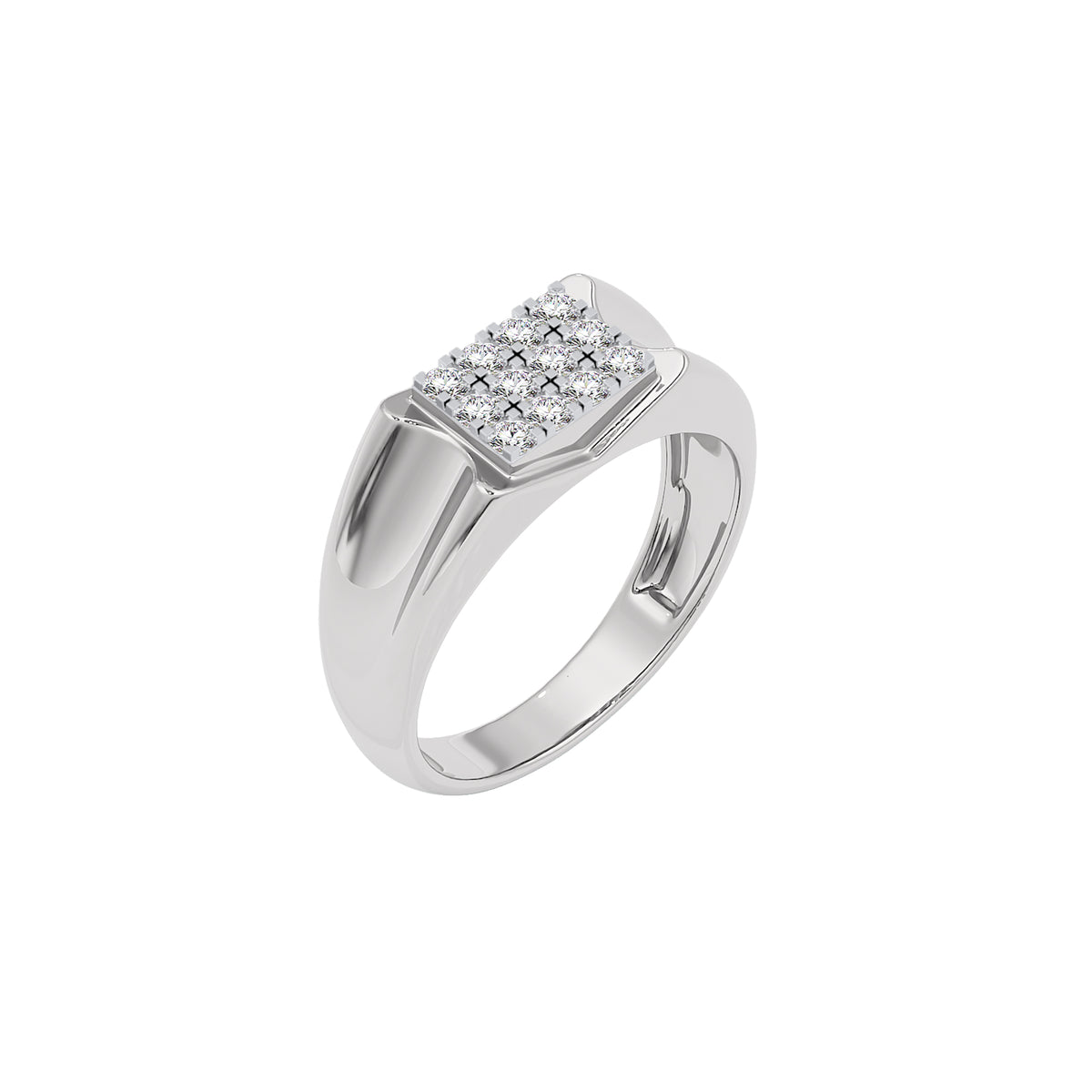 Flush Set Diamond Mens Ring 18 KT / White Gold / 22