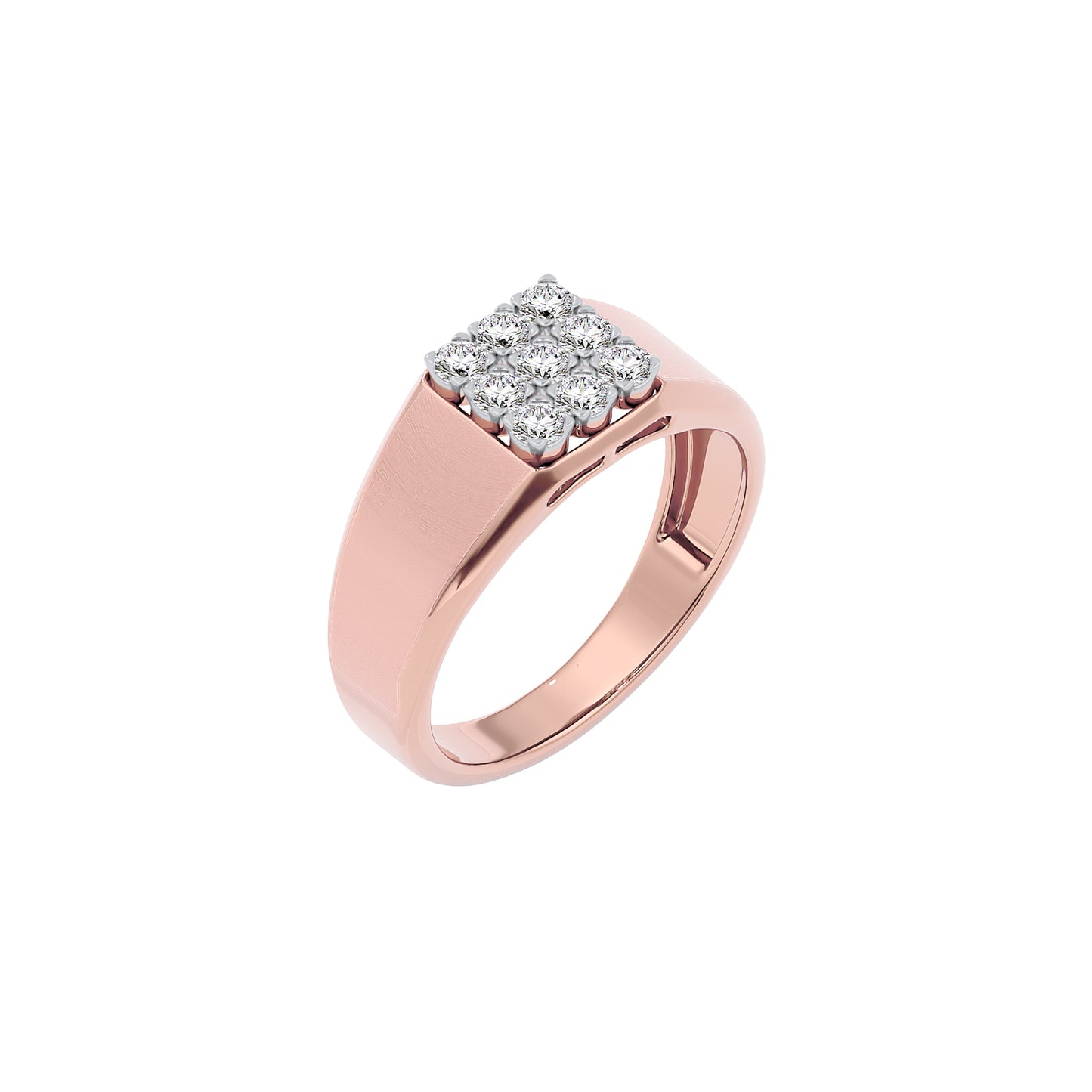 Honeycomb Crystal Diamond Mens Ring 18 KT / Rose Gold / 22
