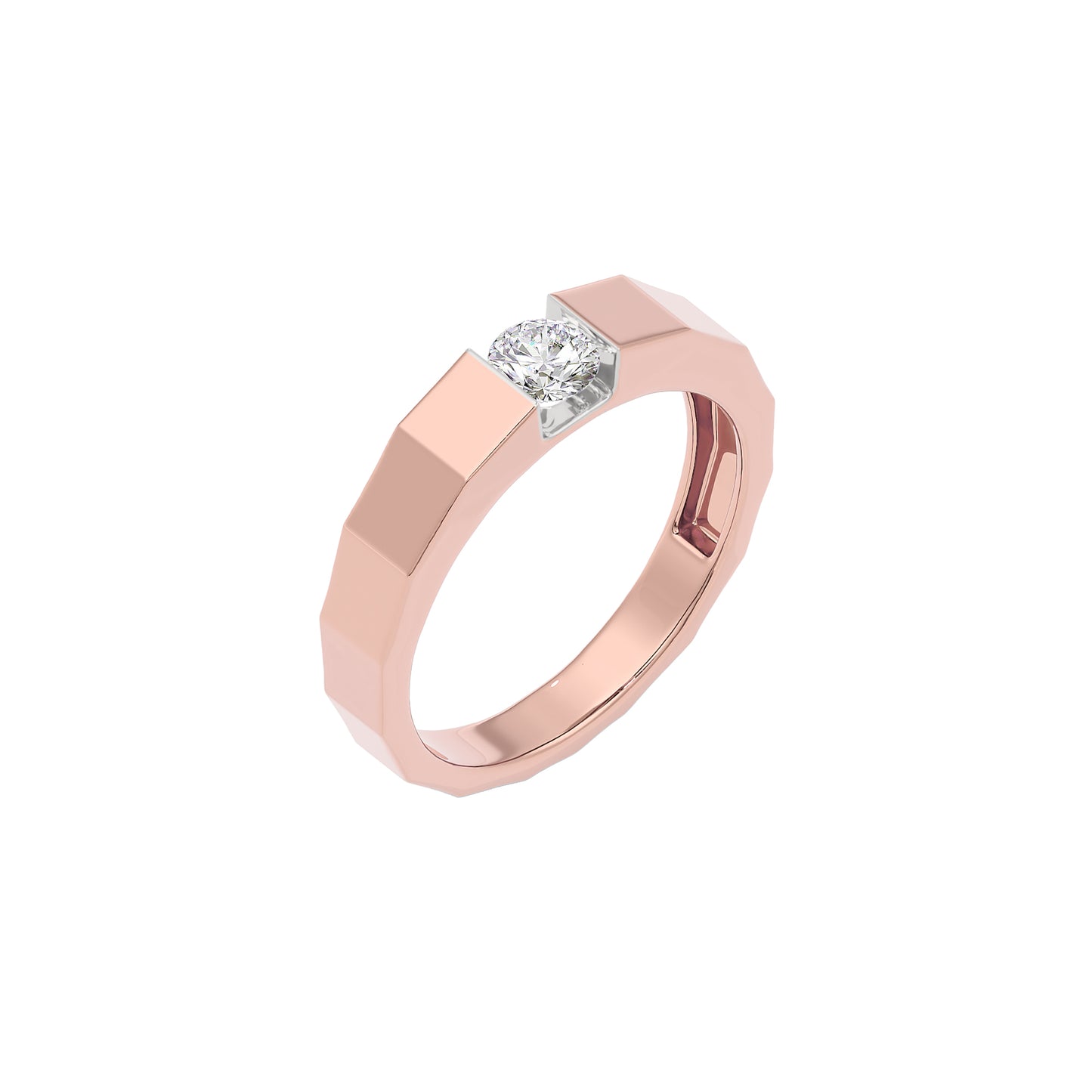 Desert Quartz Diamond Mens Ring 18 KT / Rose Gold / 22