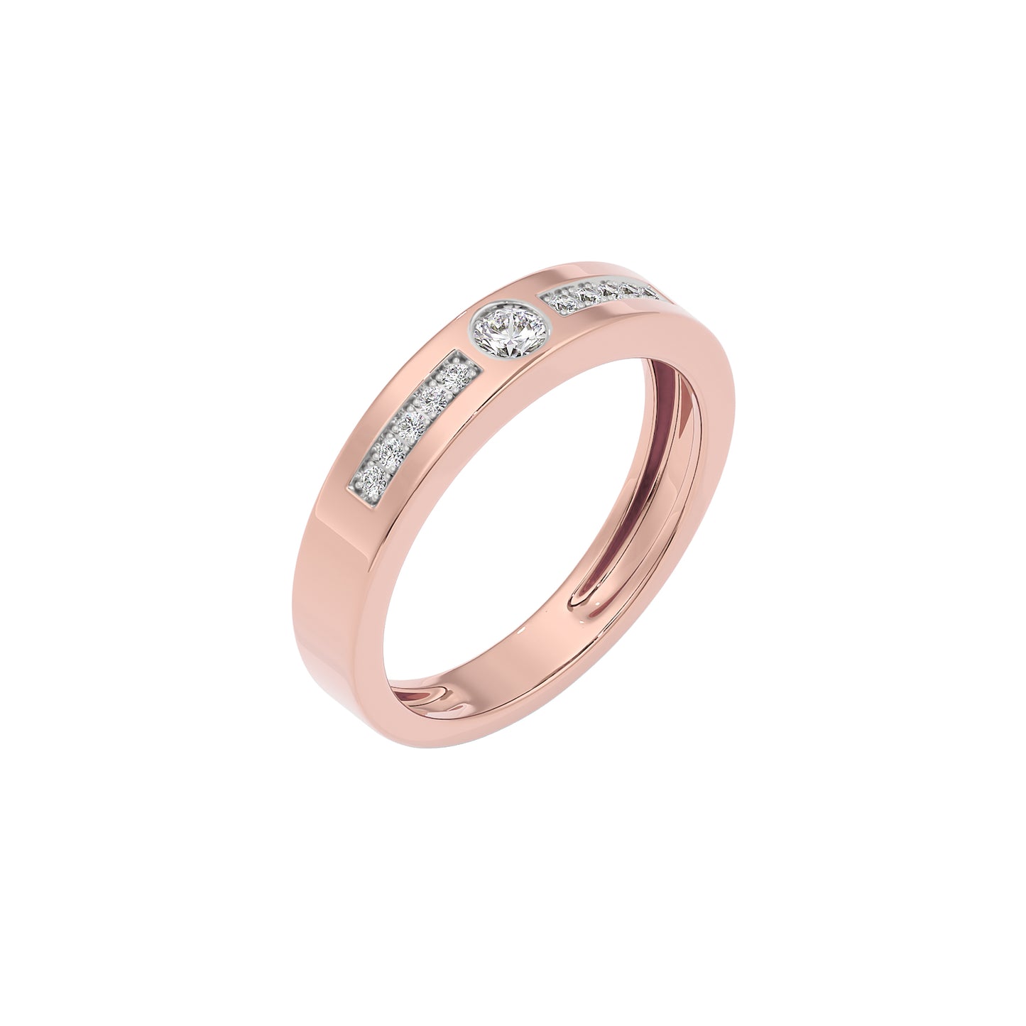 Channel Set Diamond Mens Ring 18 KT / Rose Gold / 22