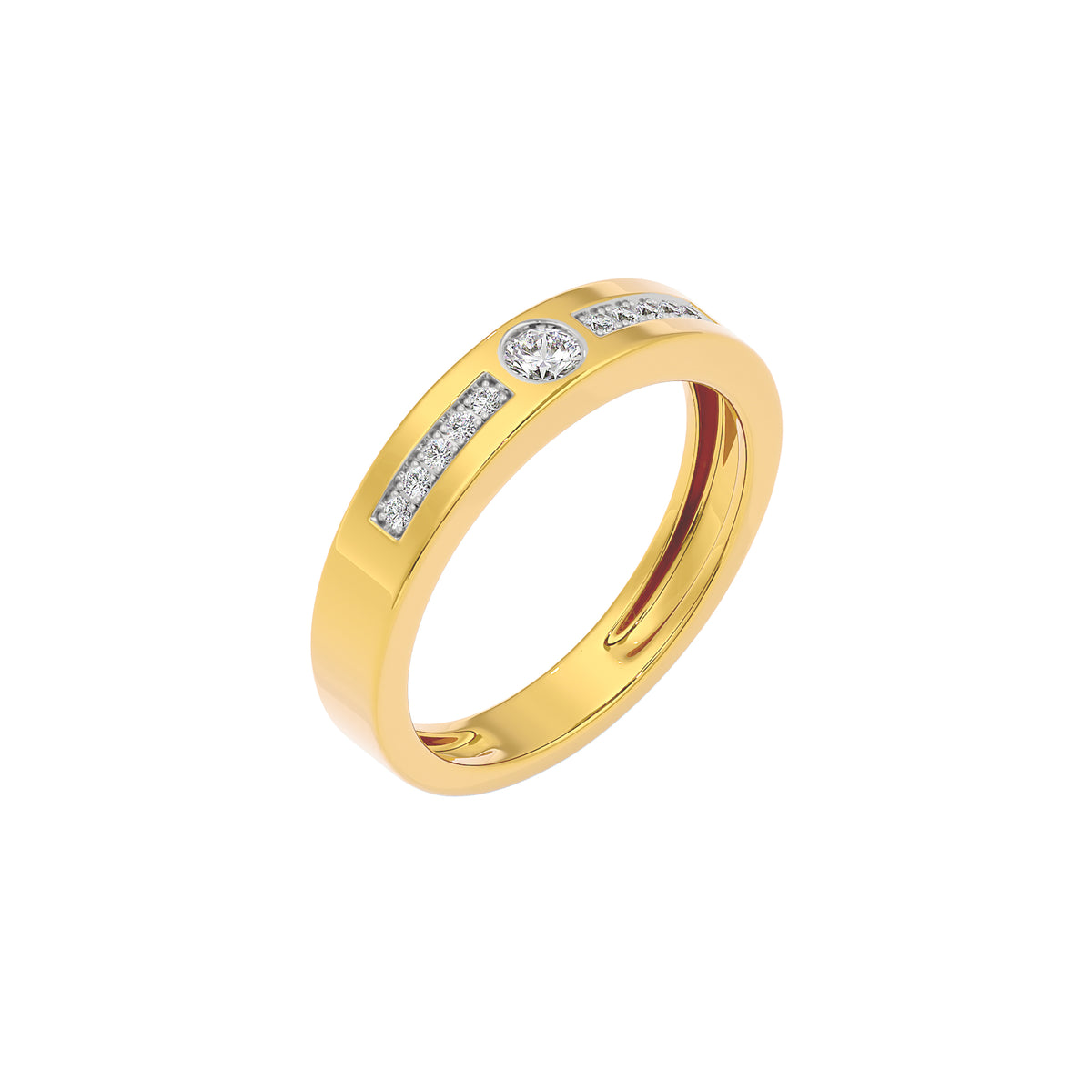 Channel Set Diamond Mens Ring 18 KT / Yellow Gold / 22