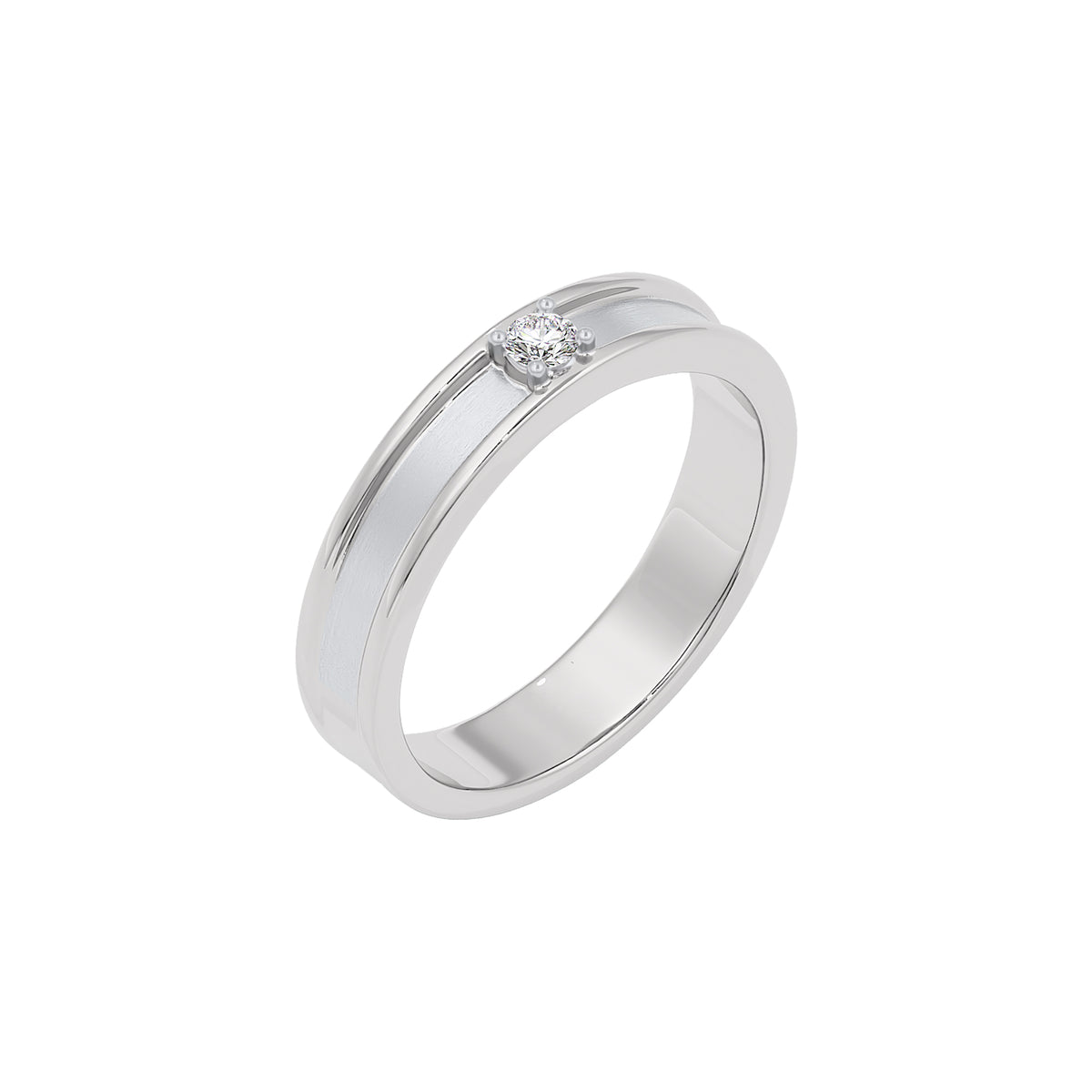 The Silver Ridge Diamond Mens Ring 18 KT / White Gold / 22