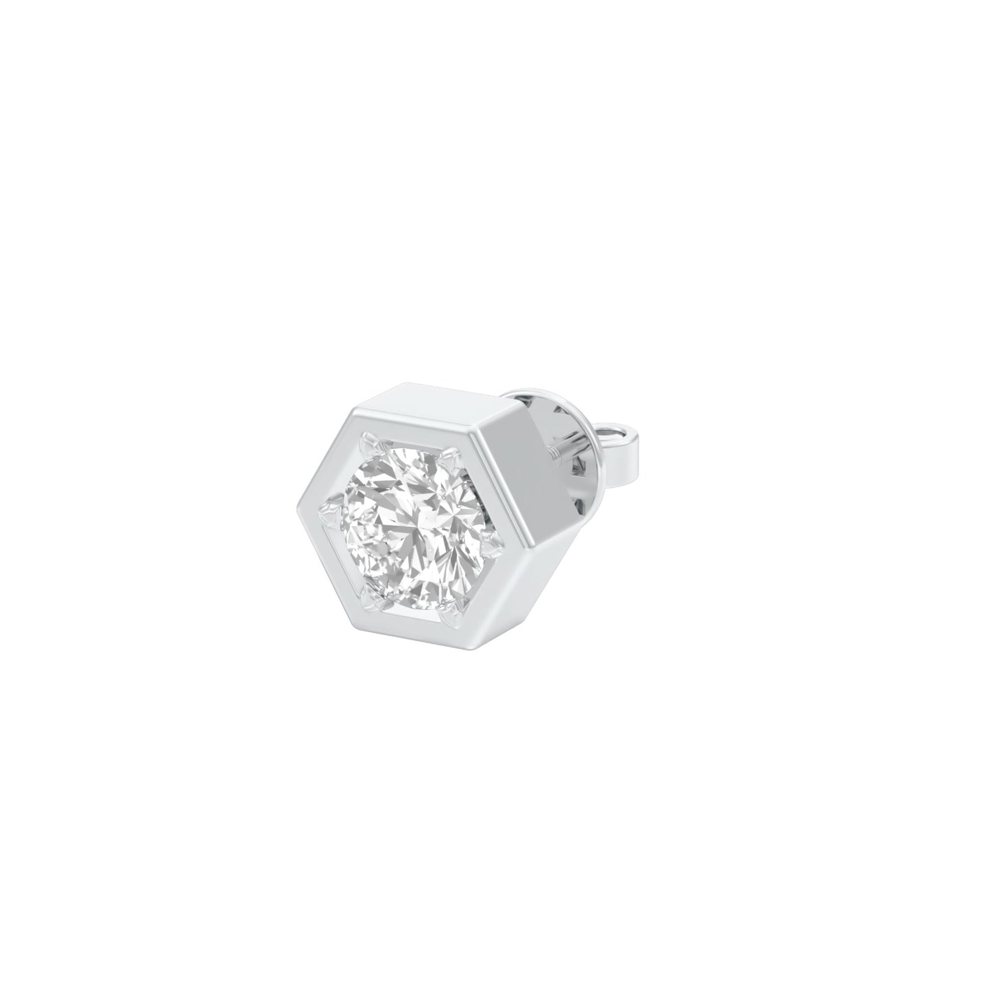1 carat Round Solitaire Diamond Men's Ear Studs 18 KT / White Gold