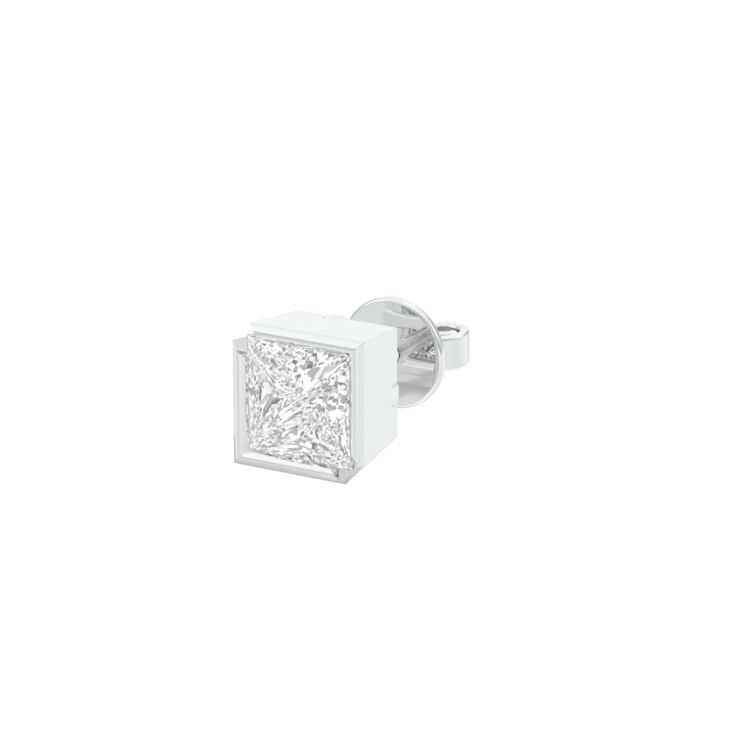 1.5 Carat Princess Diamond Men's Ear Stud