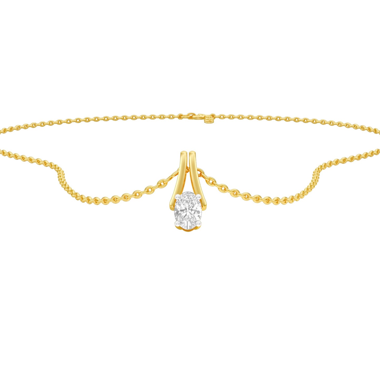 Oval Diamond Bypass Diamond Pendant 18 KT / Yellow Gold