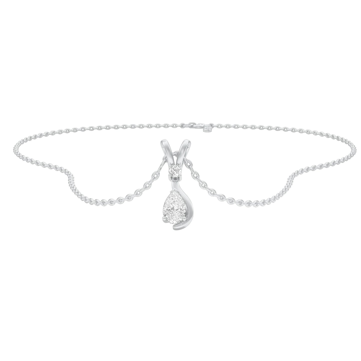 The Velocity Round Pear Diamond Pendant 18 KT / White Gold
