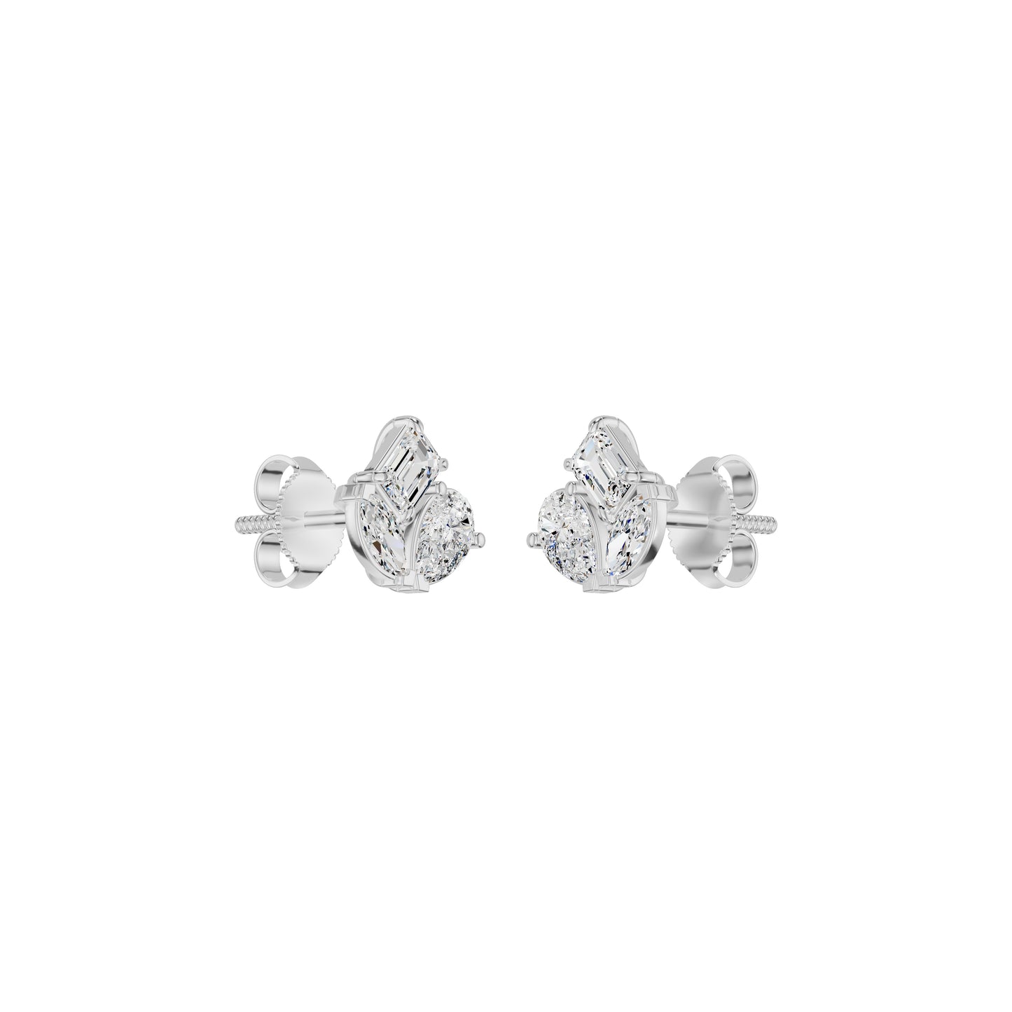Trinity Three Diamond Stud Earrings 18 KT / White Gold