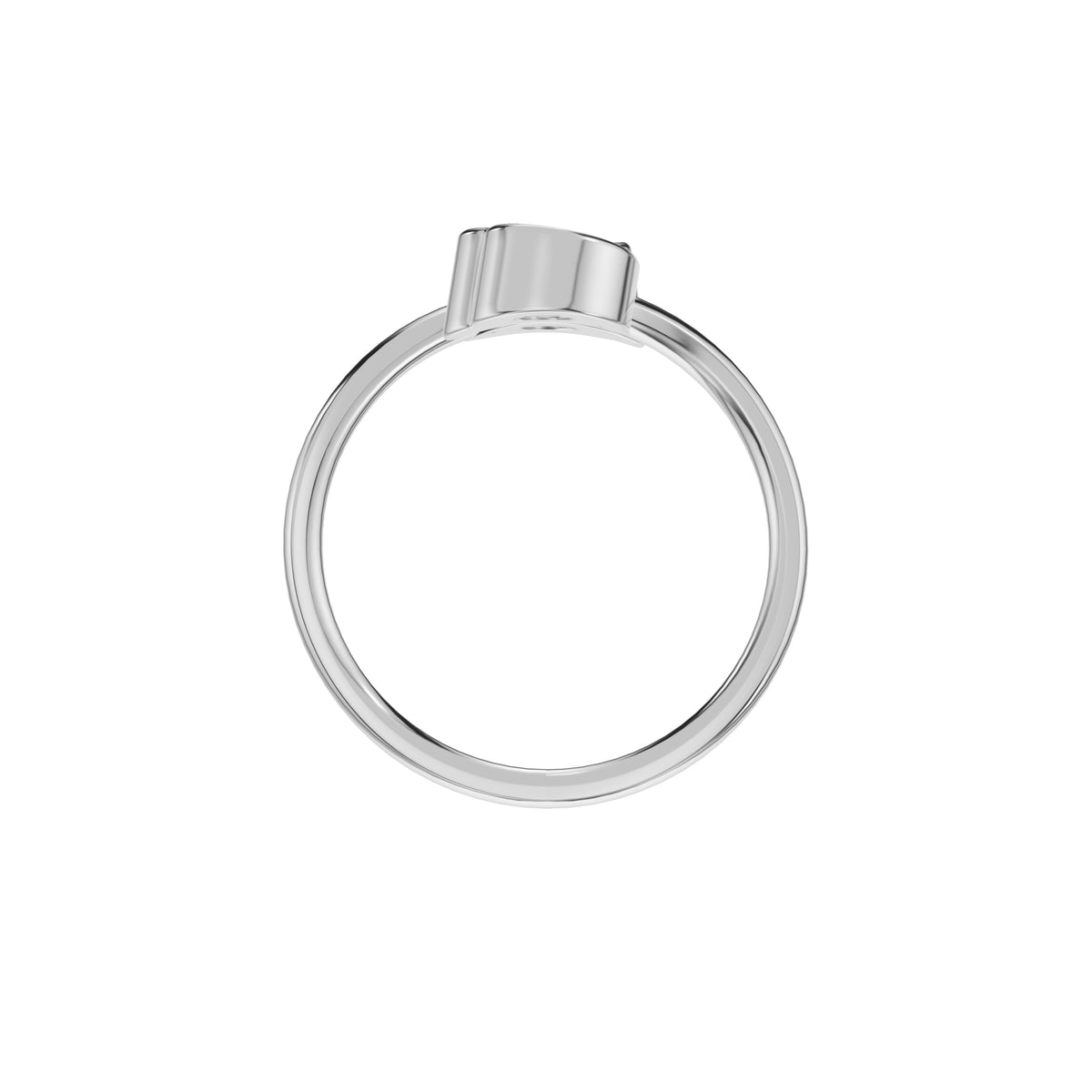 Open Heart Bypass Solitaire Diamond Ring 18 KT / White Gold / 18