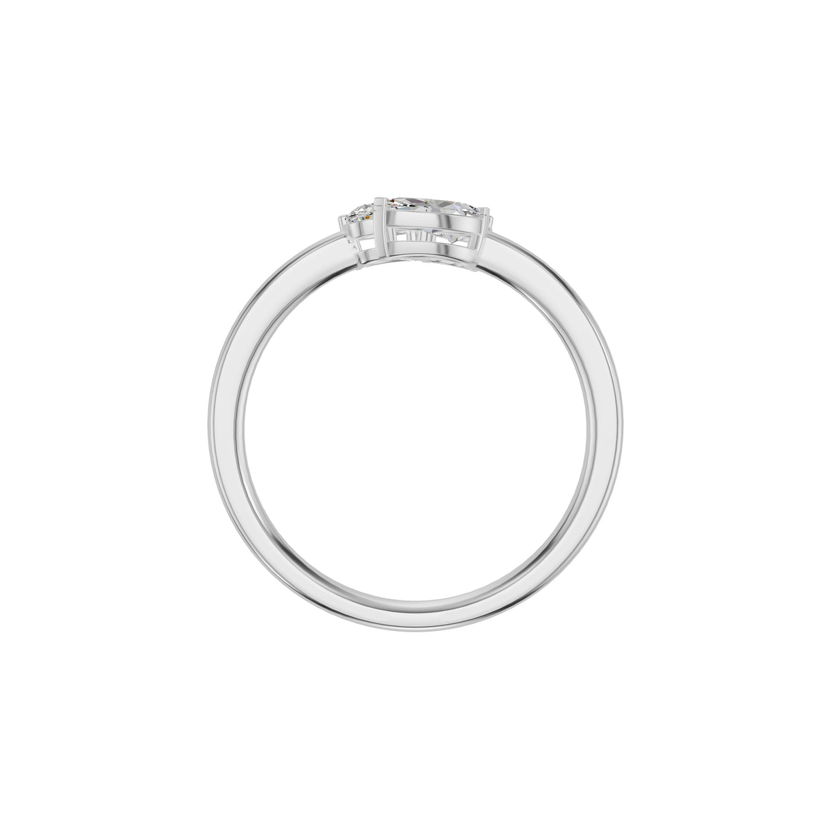 Mixed Shape Three Diamond Ring 18 KT / White Gold / 18