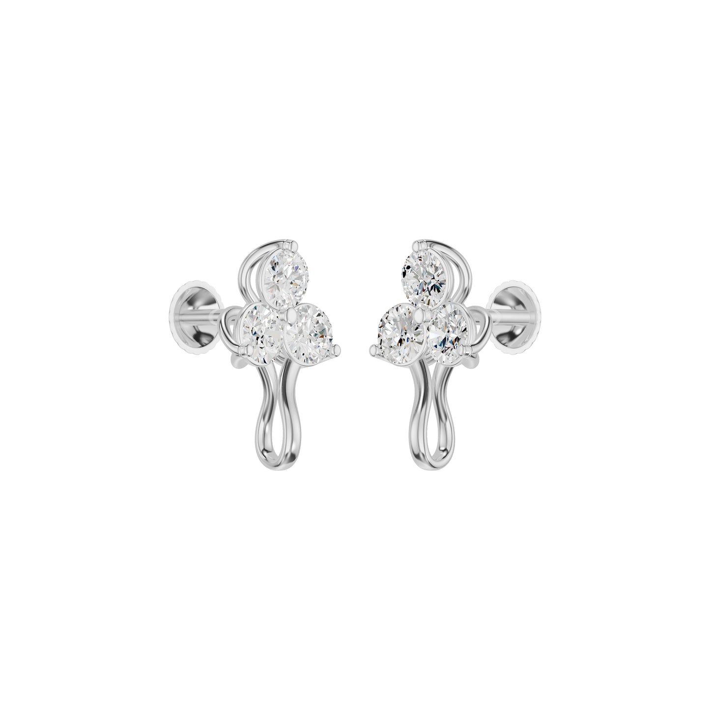 Mini Blossom Round Diamond Stud Earrings