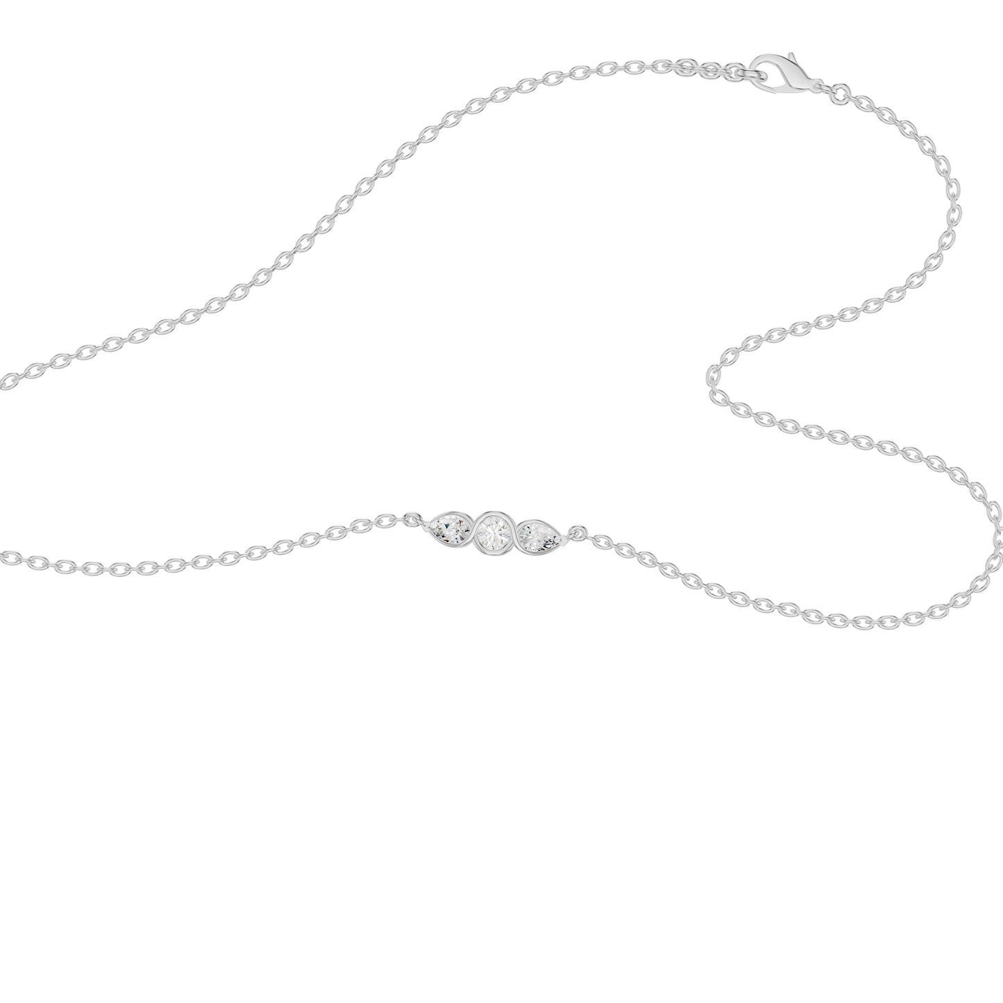 Pointed Pear Solitaire Diamond Chain Necklace