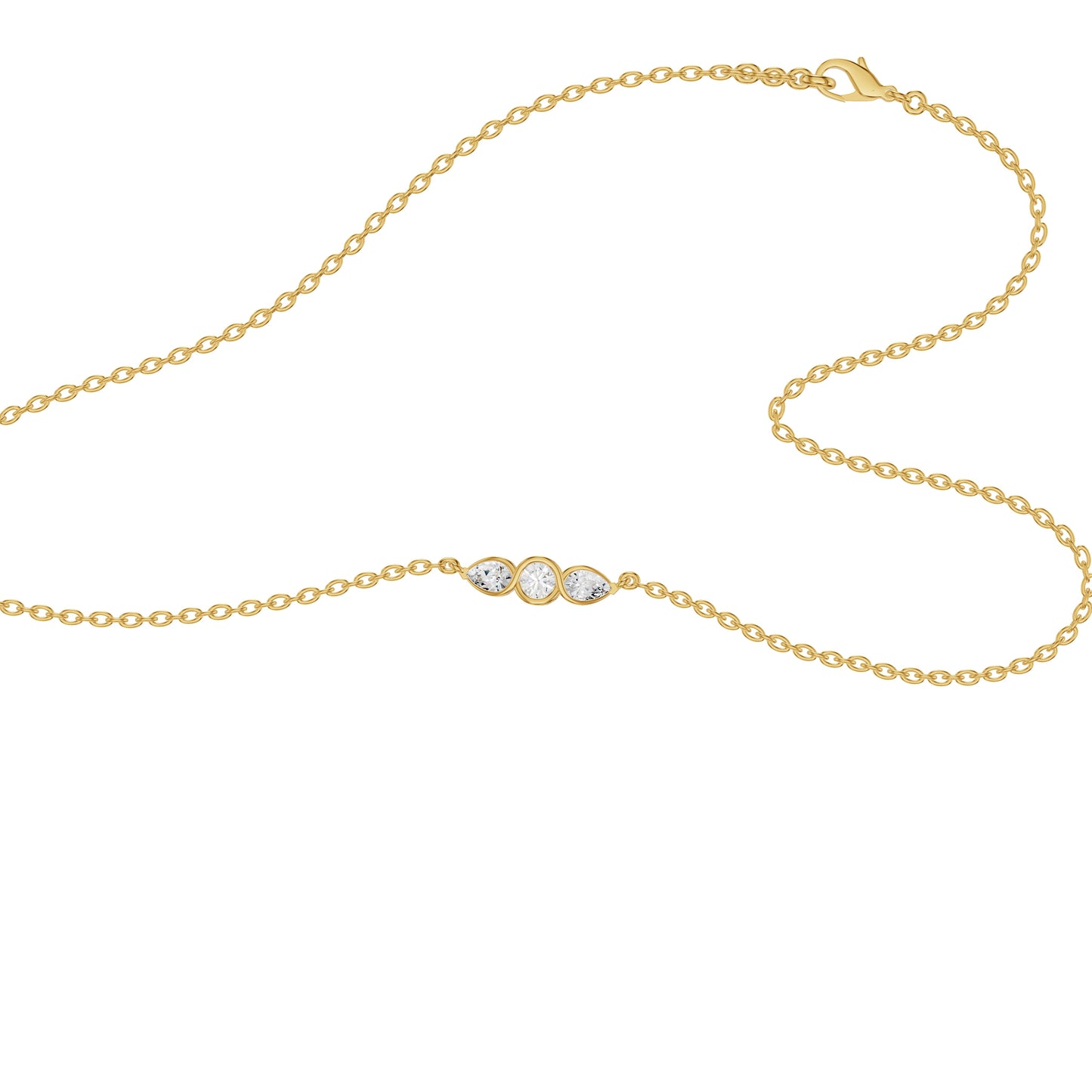 Pointed Pear Solitaire Diamond Chain Necklace