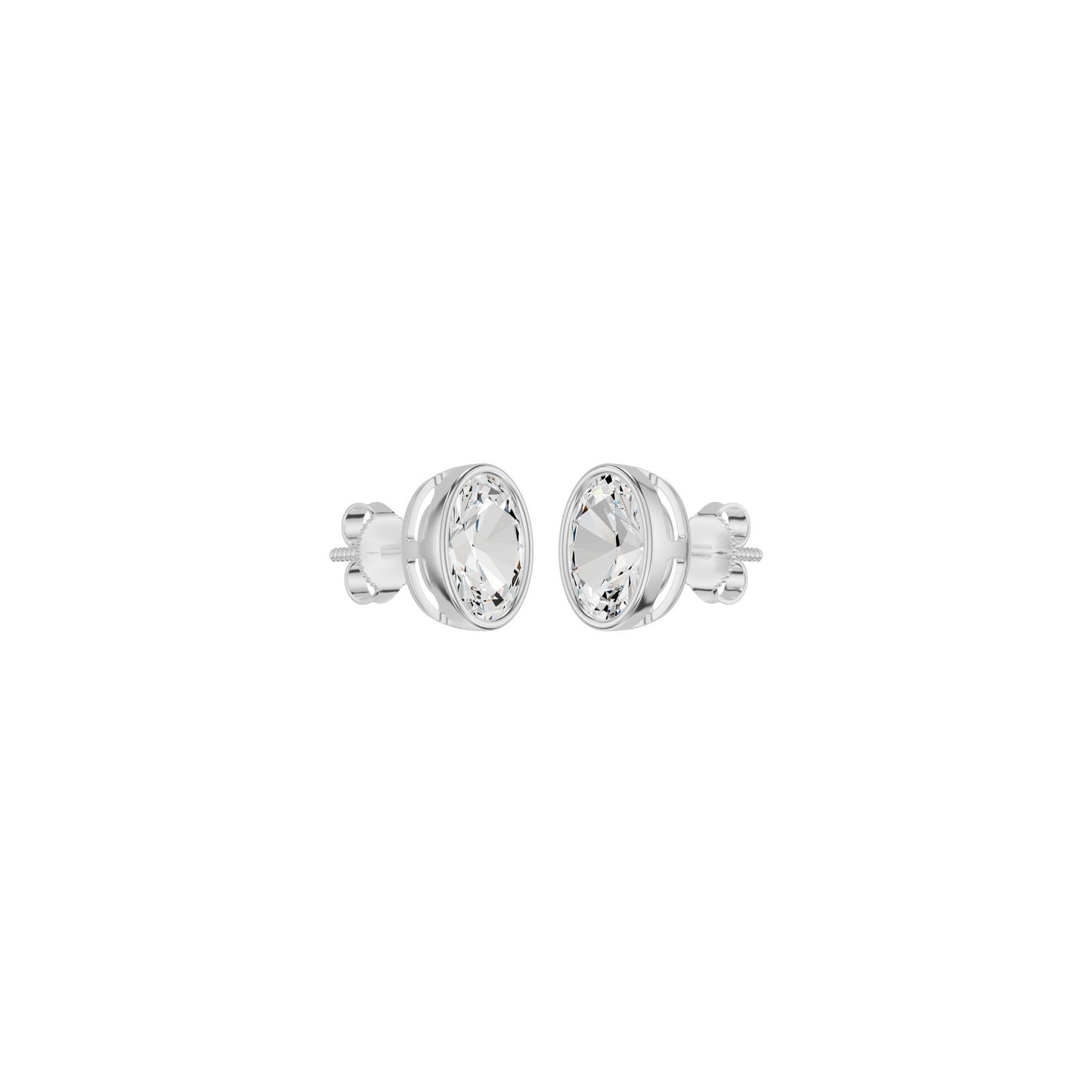 The Oval Drift Solitaire Diamond Stud Earrings 18 KT / White Gold