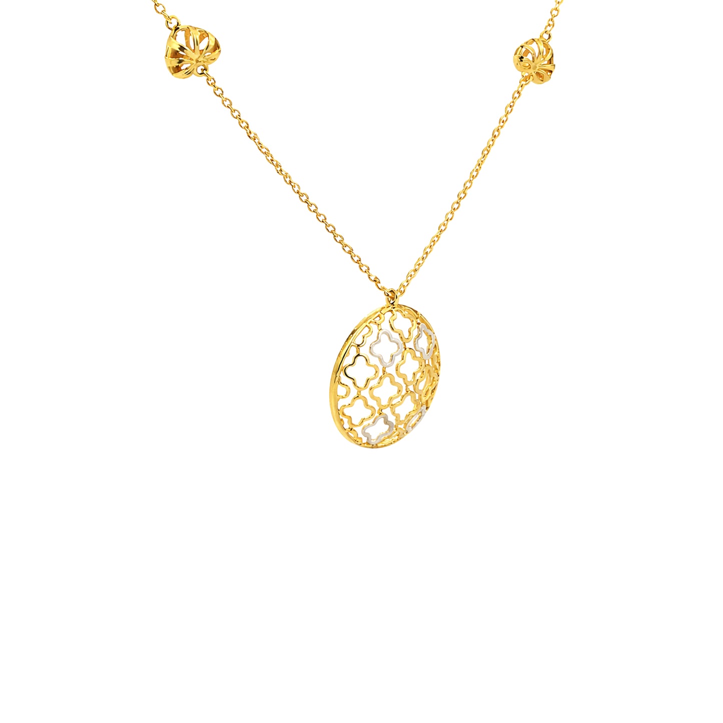 Quatrefoil Filigree Medallion Gold Necklace