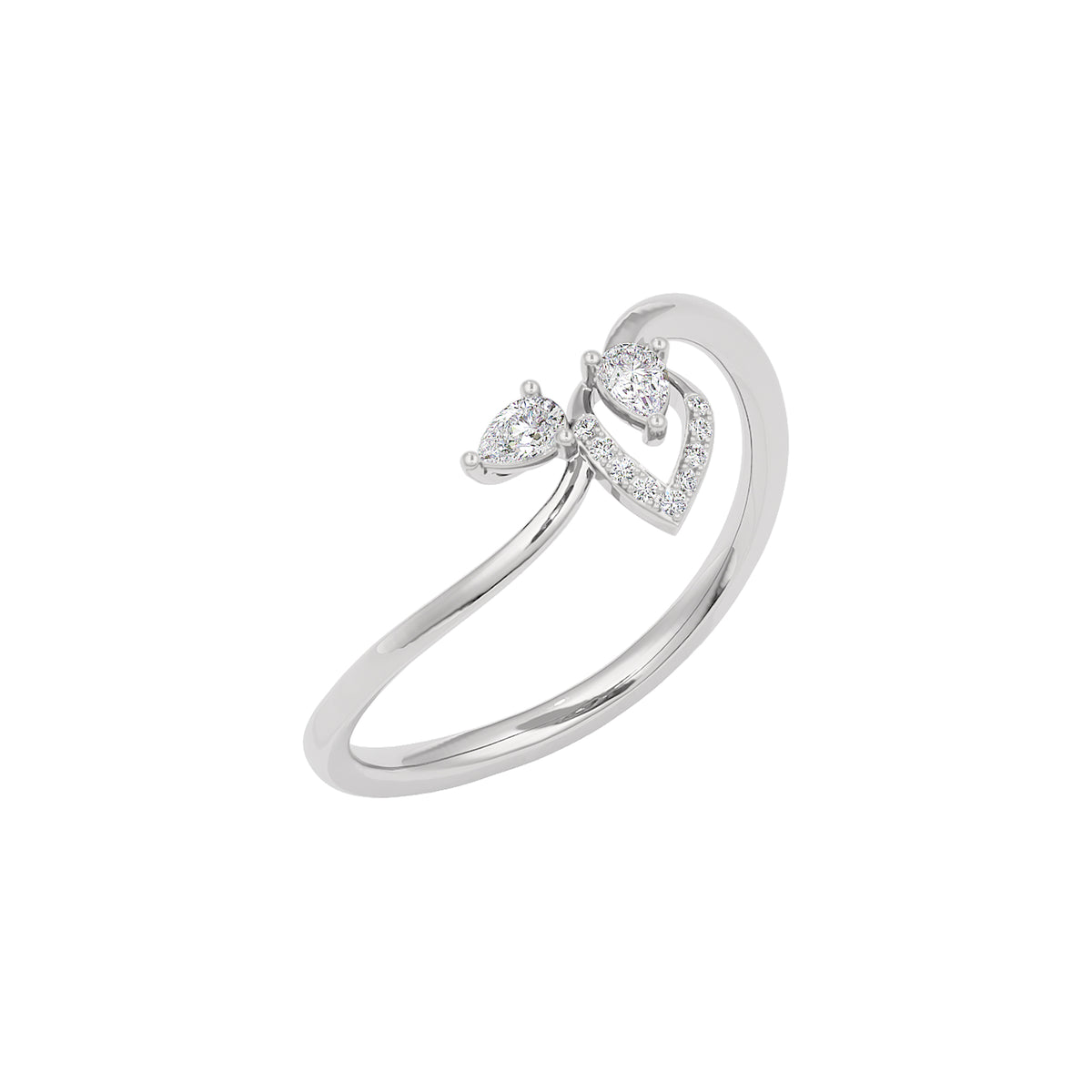 Budding Leaf Diamond Ring 18 KT / White Gold / 22