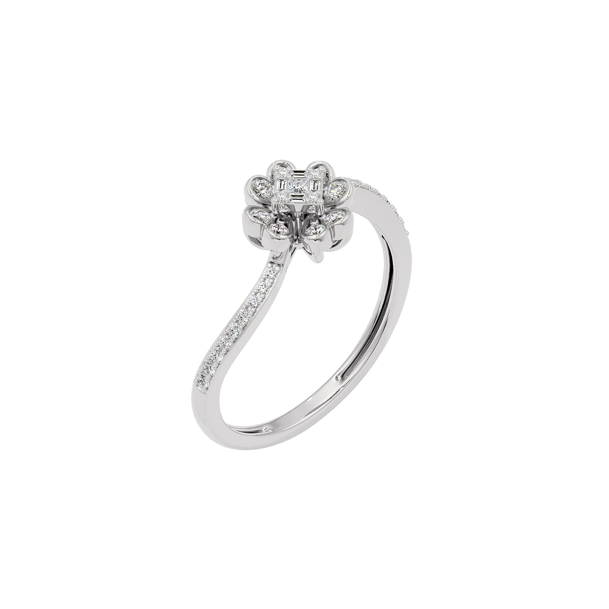 The Fleur Diamond Ring 18 KT / White Gold / 22