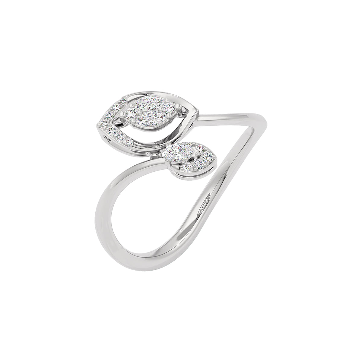 Sparkling Pod Diamond Ring 18 KT / White Gold / 22