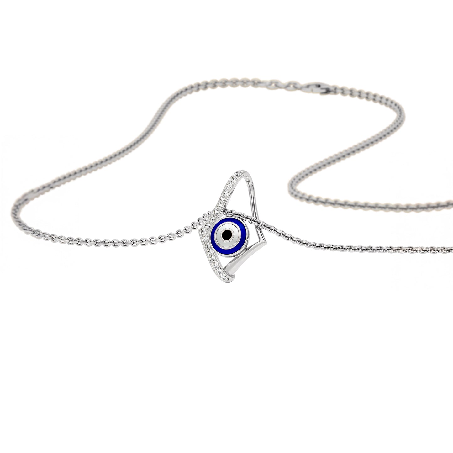Celestial Gaze Evil Eye Diamond Pendant 9 KT / White Gold