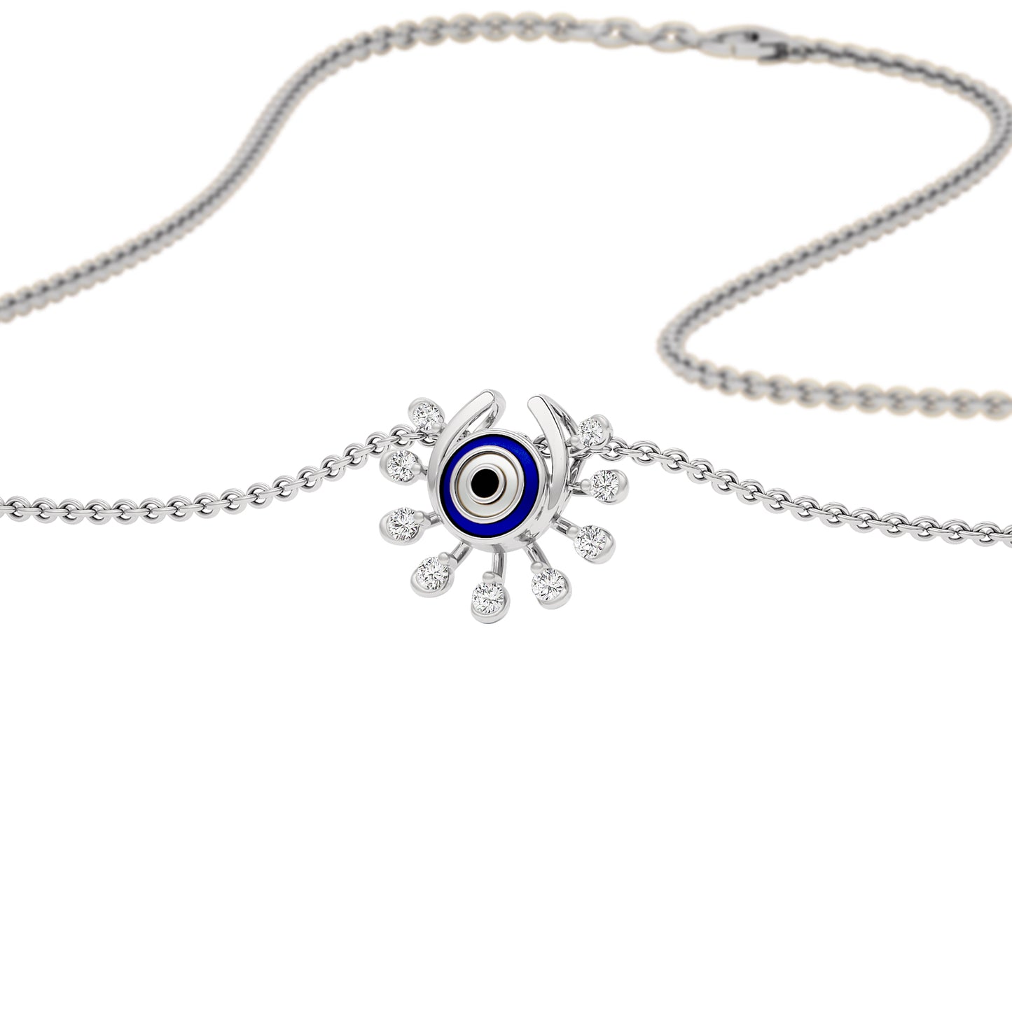 Cosmic Dial Evil Eye Diamond Pendant 9 KT / White Gold