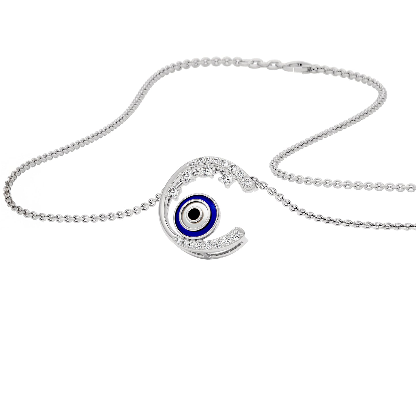 Luna Aura Evil Eye Diamond Pendant 9 KT / White Gold