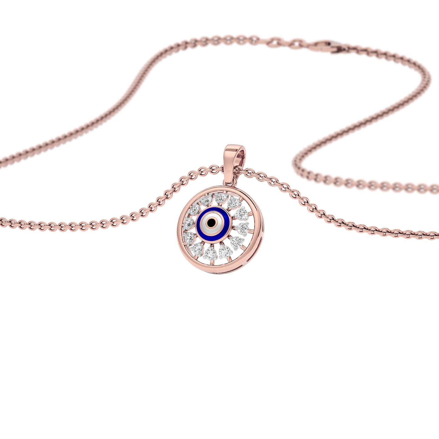 Twilight Dime Evil Eye Diamond Pendant 9 KT / Rose Gold