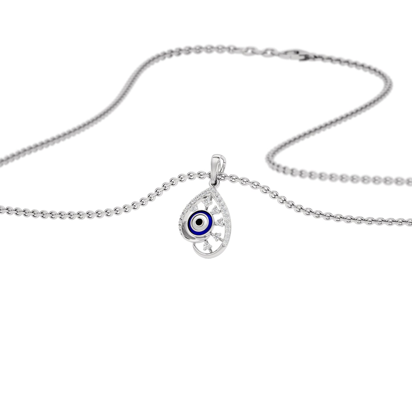 The Curvey Pearlet Evil Eye Diamond Pendant 9 KT / White Gold