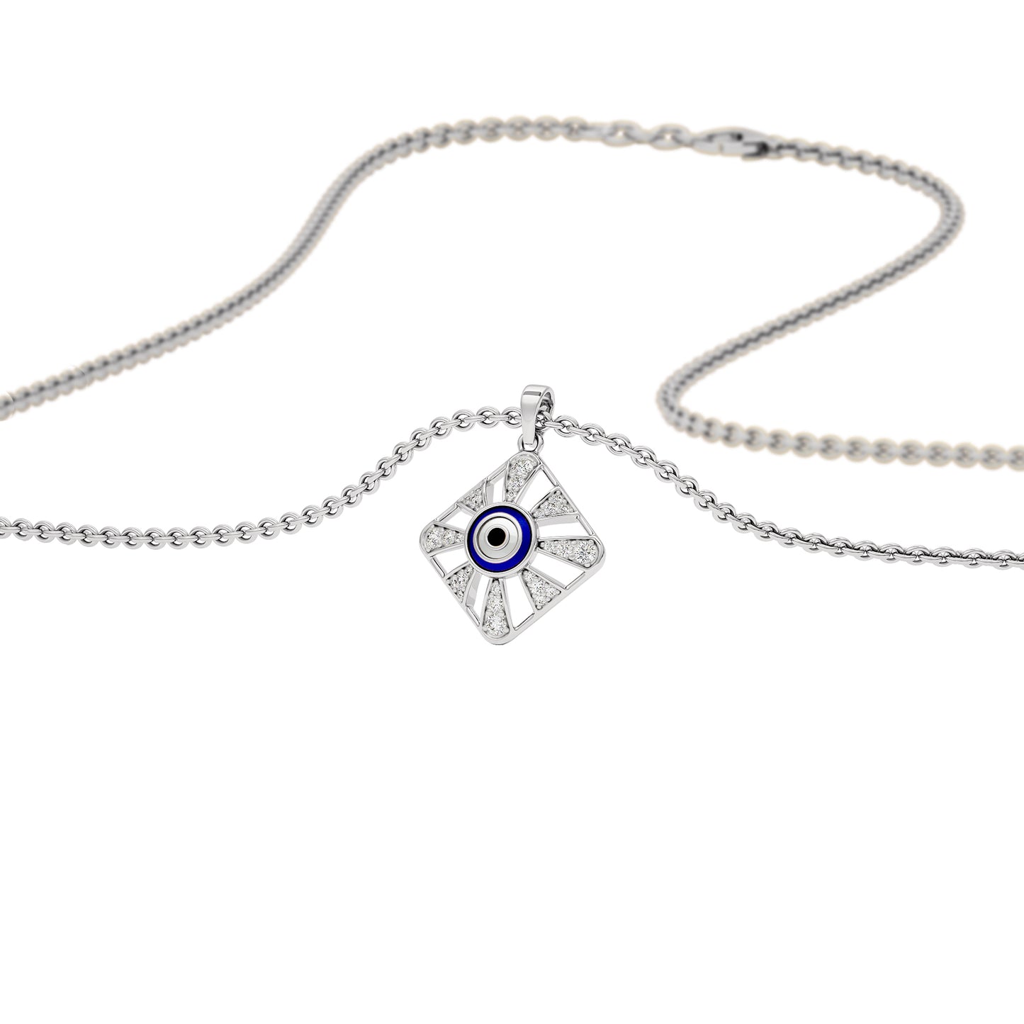Alluring Quads Evil Eye Diamond Pendant 9 KT / White Gold