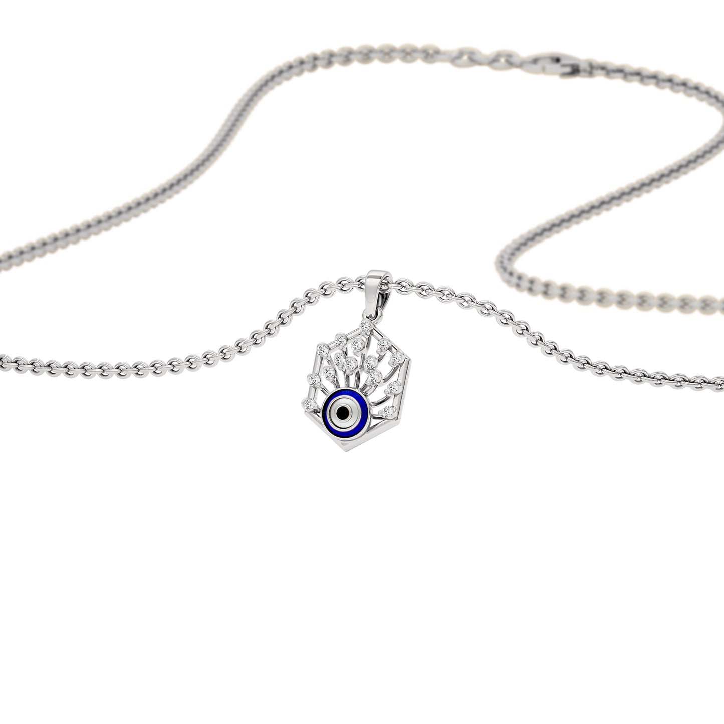 The Mystic Hex Evil Eye Diamond Pendant 9 KT / White Gold