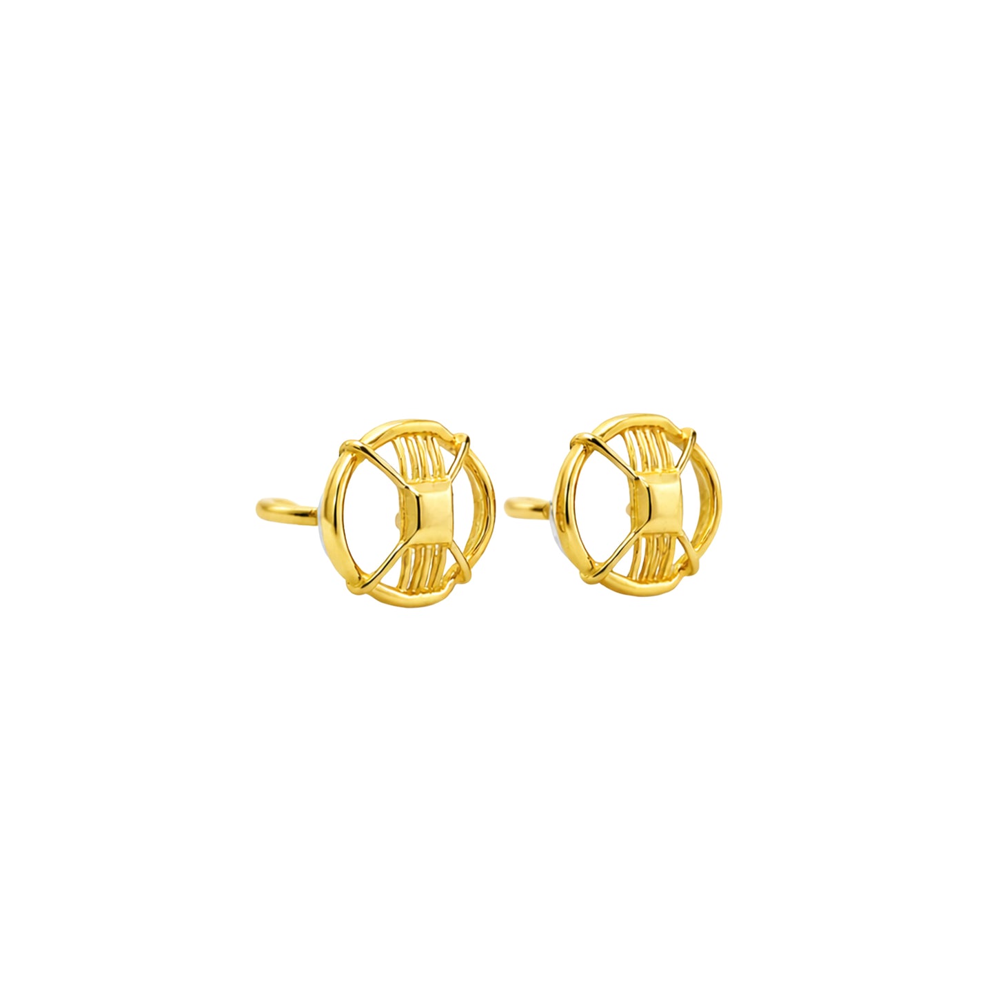 Architectural Grid Gold Earrings