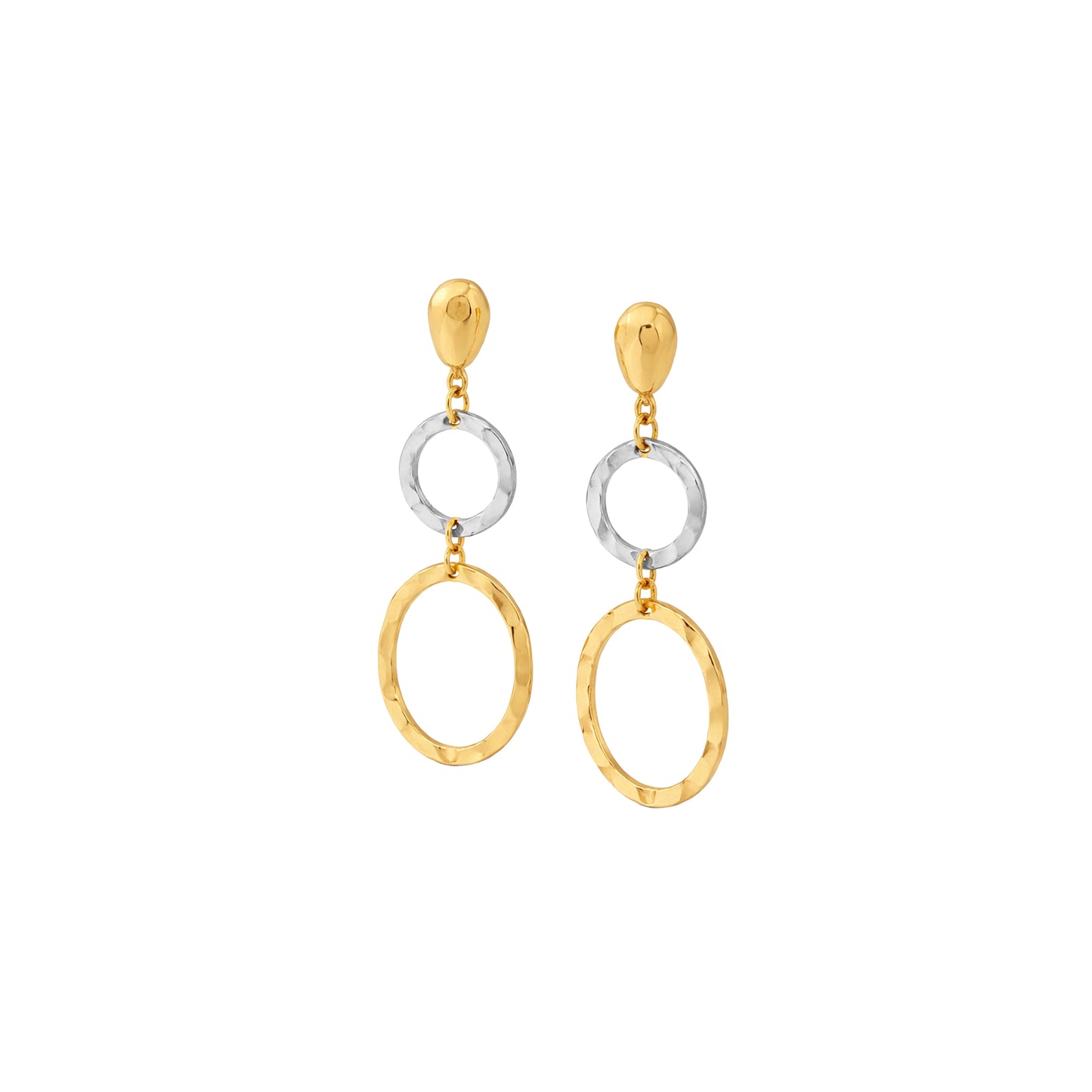 Dual-Tone Textured Hoop Drop Earrings