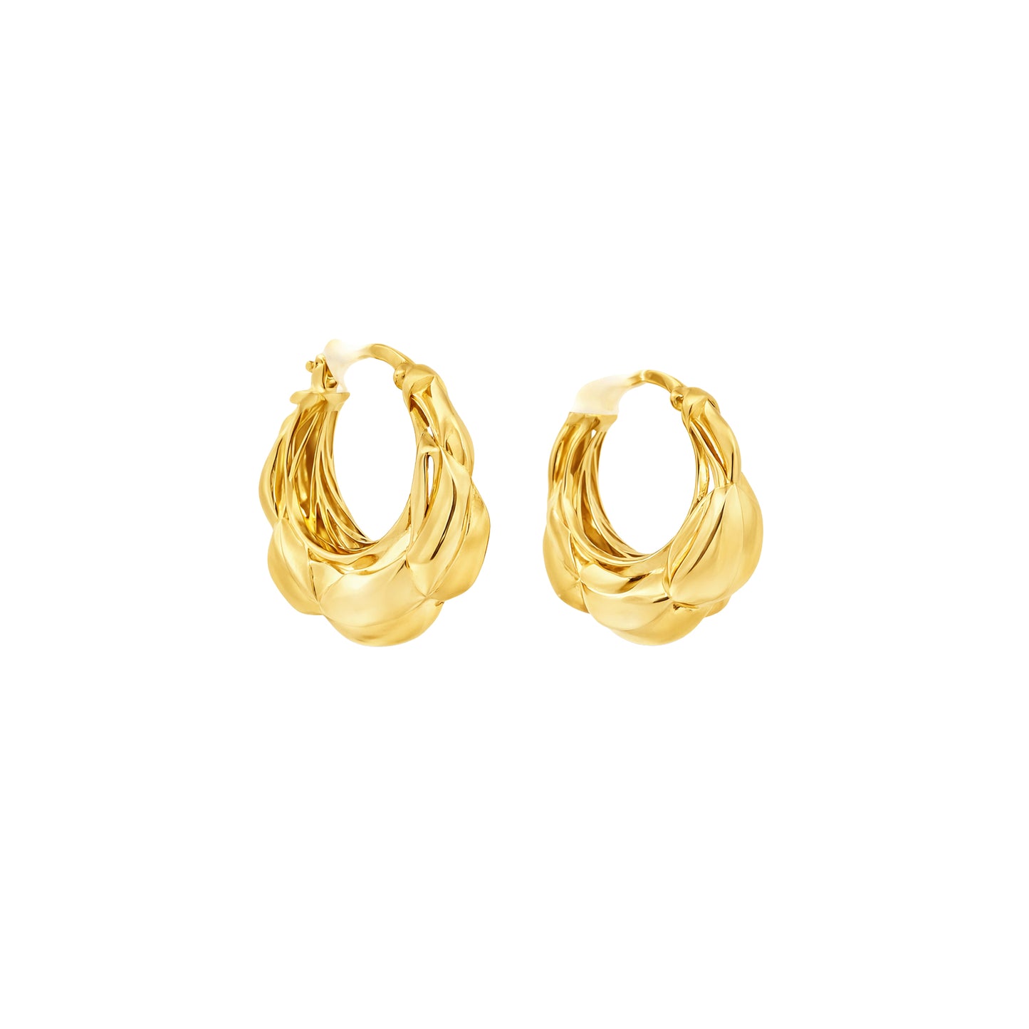 Layered Twist Hoop Gold Earrings