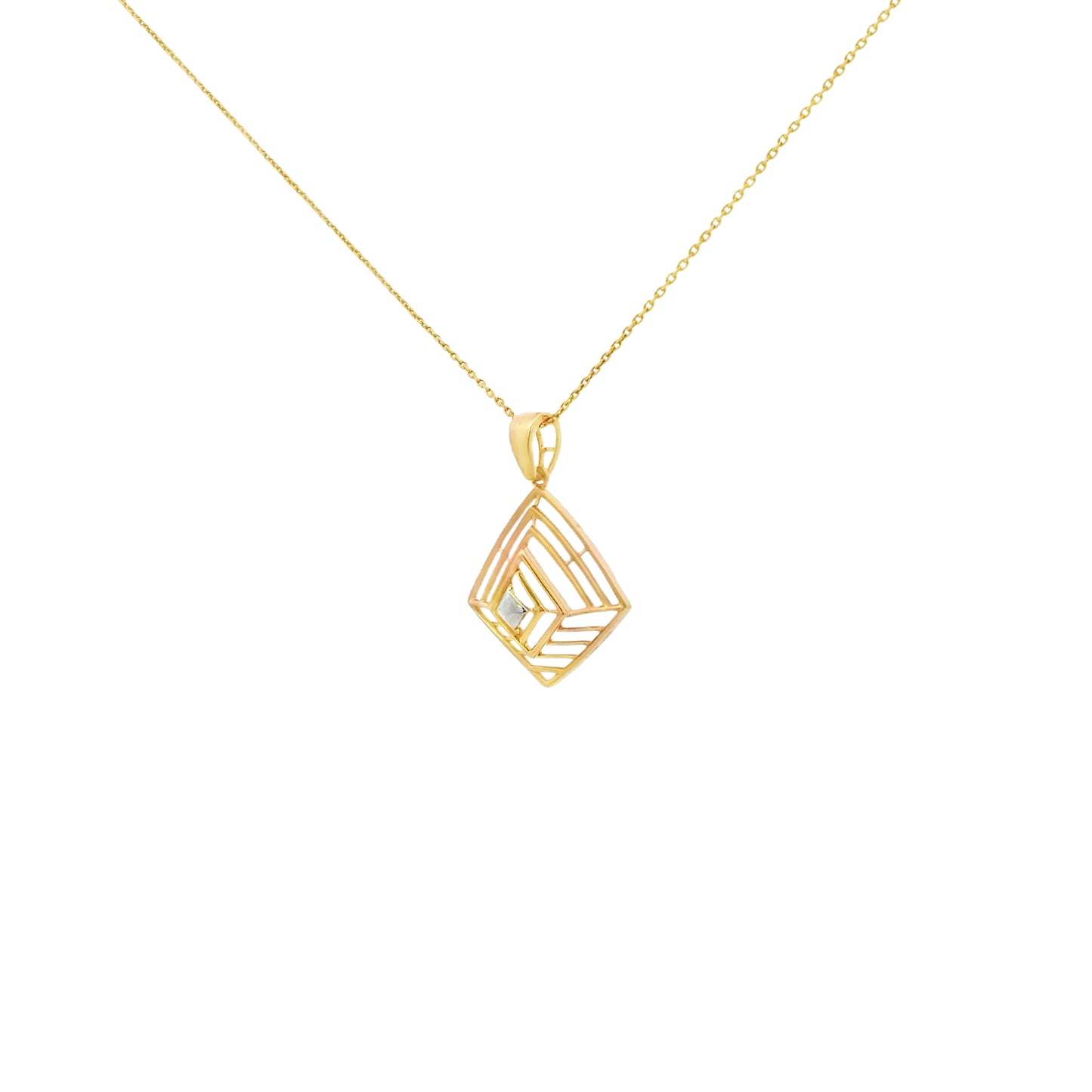 Layered Frame Illusion Gold Pendant