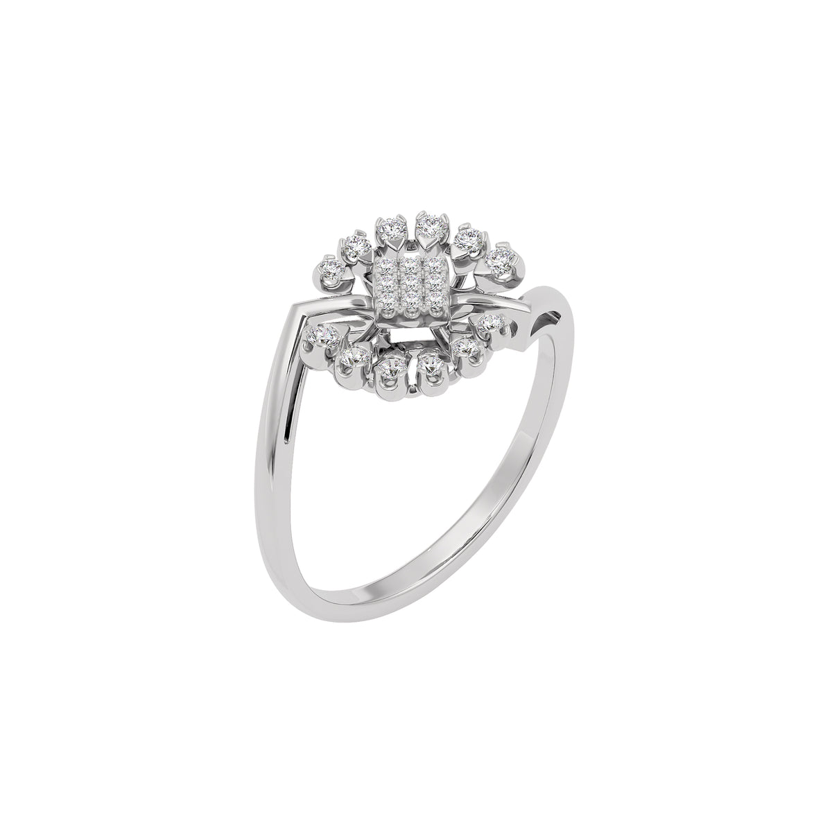 Brilliant Petal Diamond Ring 18 KT / White Gold / 22