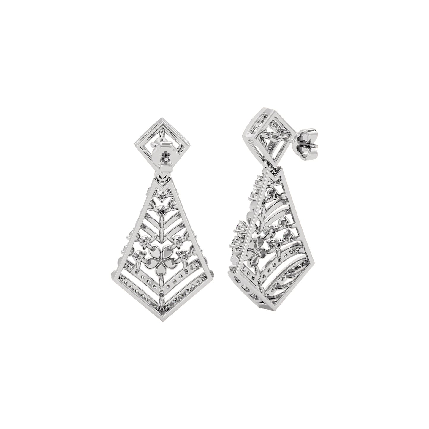 Luxe Angles Diamond Dangler Earrings 18 KT / White Gold
