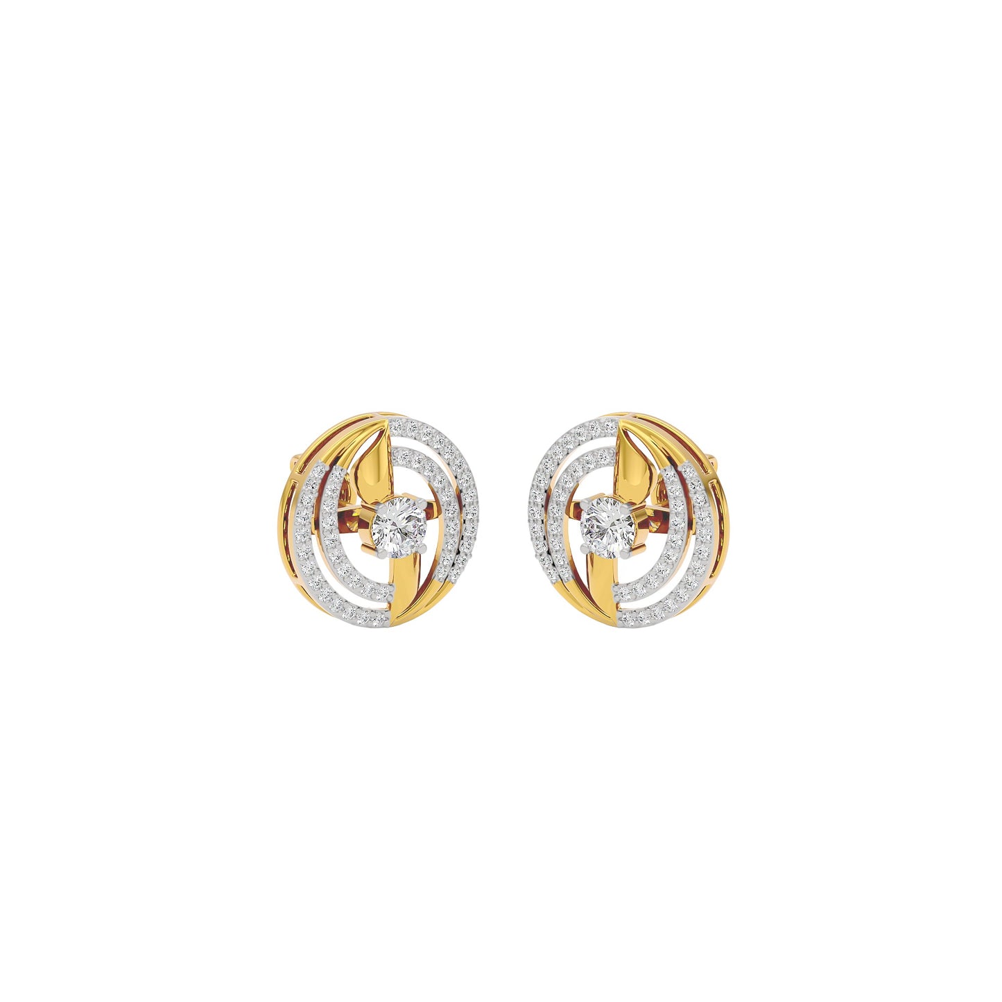 Celestial Serenity Diamond Halo Earrings 18 KT / Yellow Gold