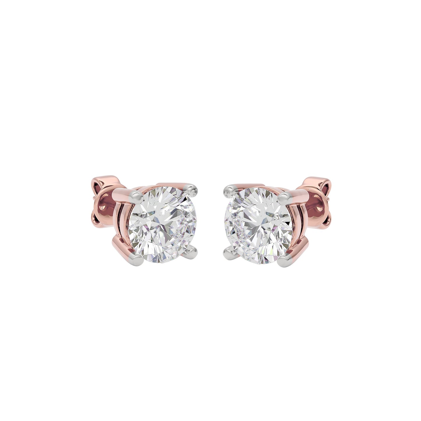 UsTwo Classic Round Diamond Earrings 18 KT / Rose Gold