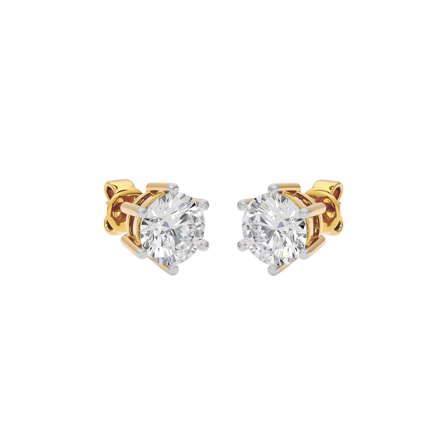 Angel Classic Round Diamond Earrings 18 KT / Yellow Gold
