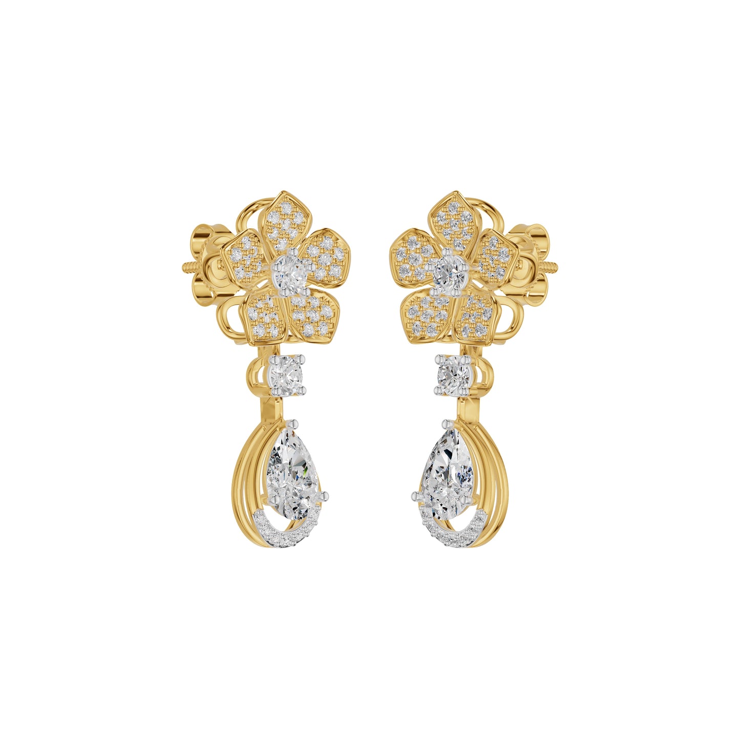 Petalora Drop Diamond Earrings