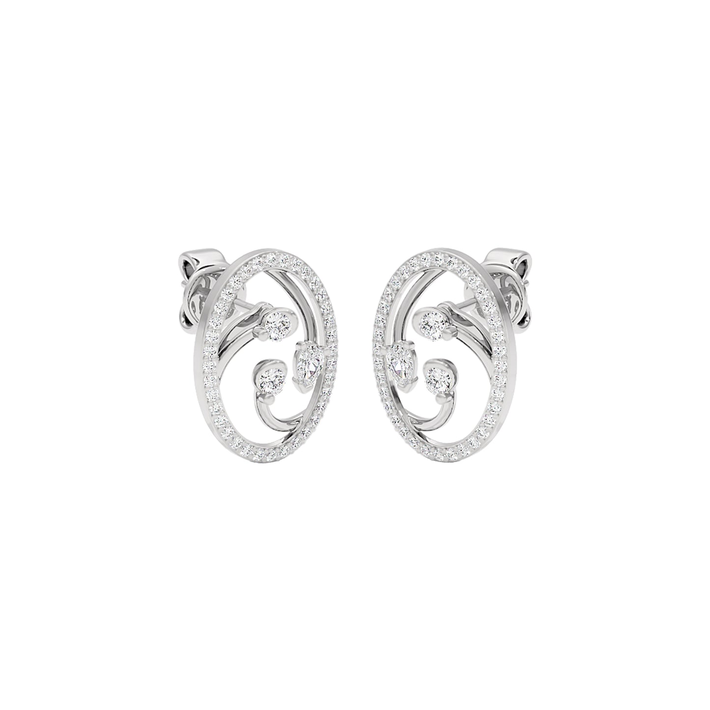 Orbital Swirl Diamond Earrings 18 KT / White Gold