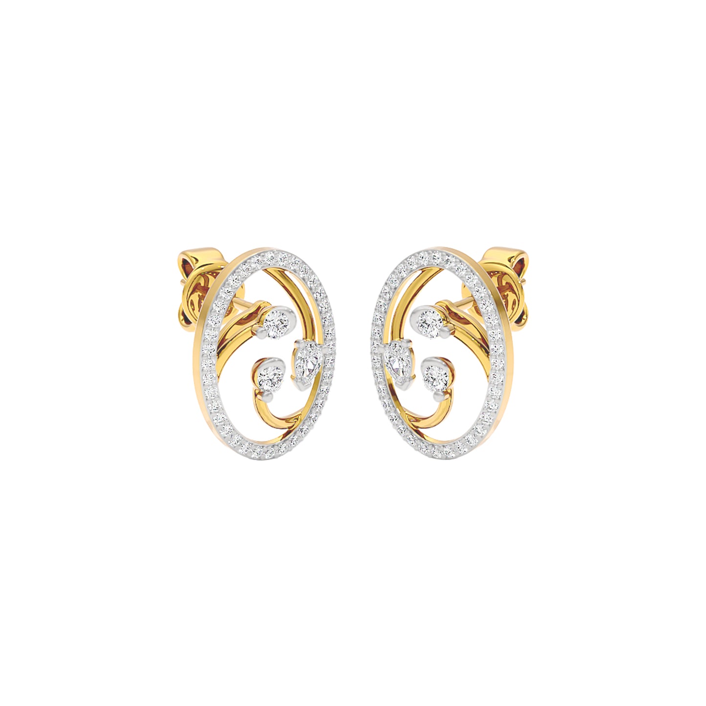 Orbital Swirl Diamond Earrings 18 KT / Yellow Gold