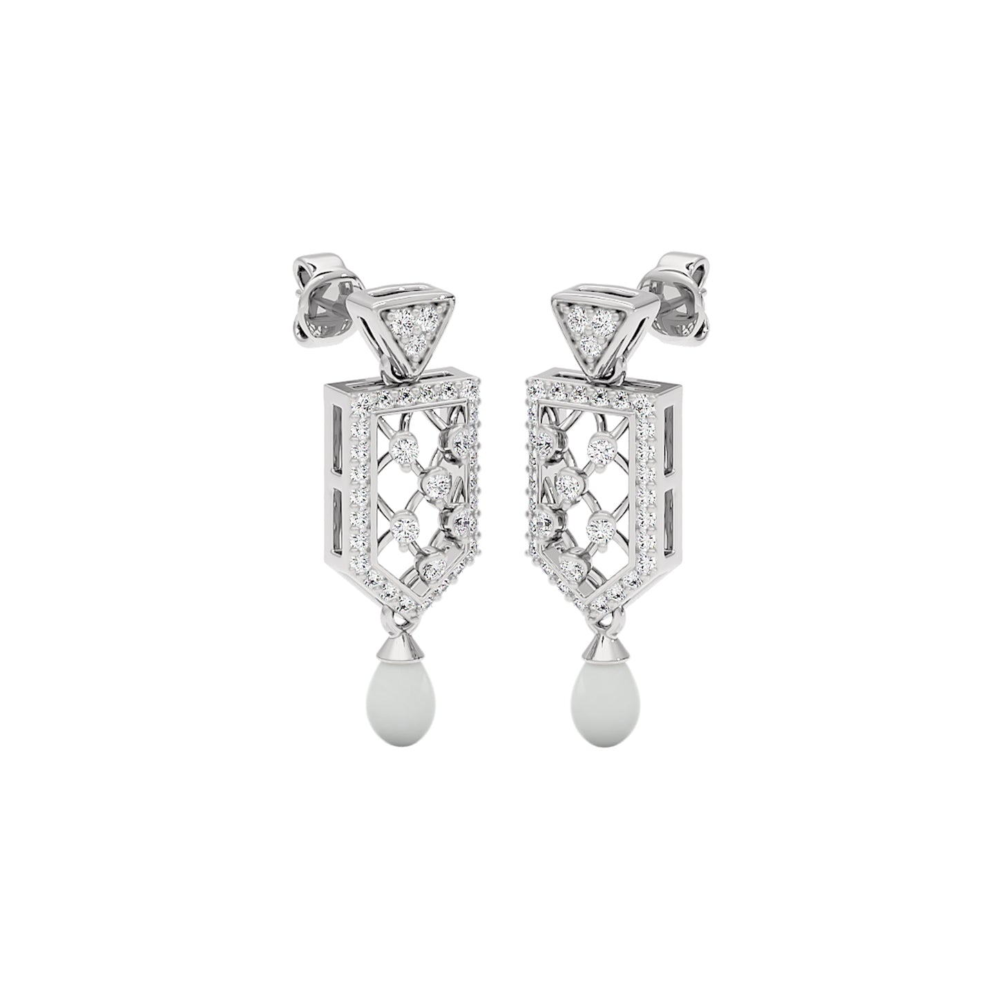 Shield Drop Diamond Earrings 18 KT / White Gold