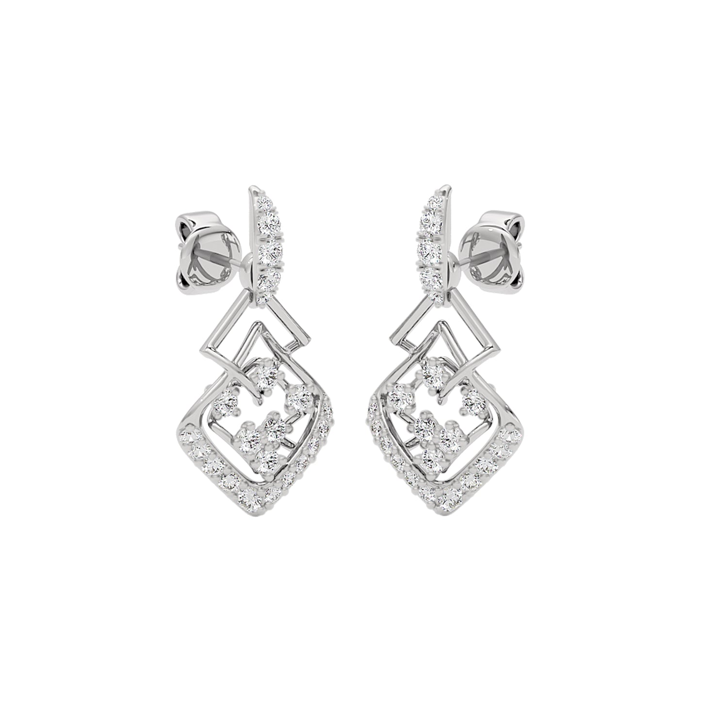 Rhombus Link Diamond Earrings 18 KT / White Gold