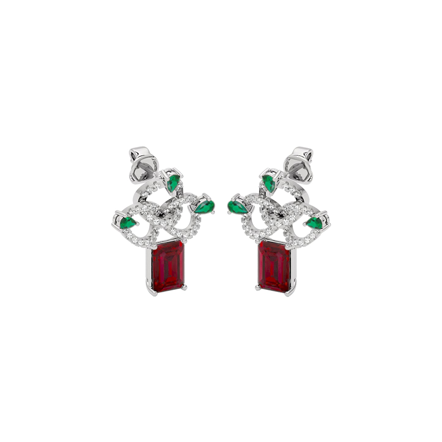 Fleur Motif Diamond Earrings 18 KT / White Gold