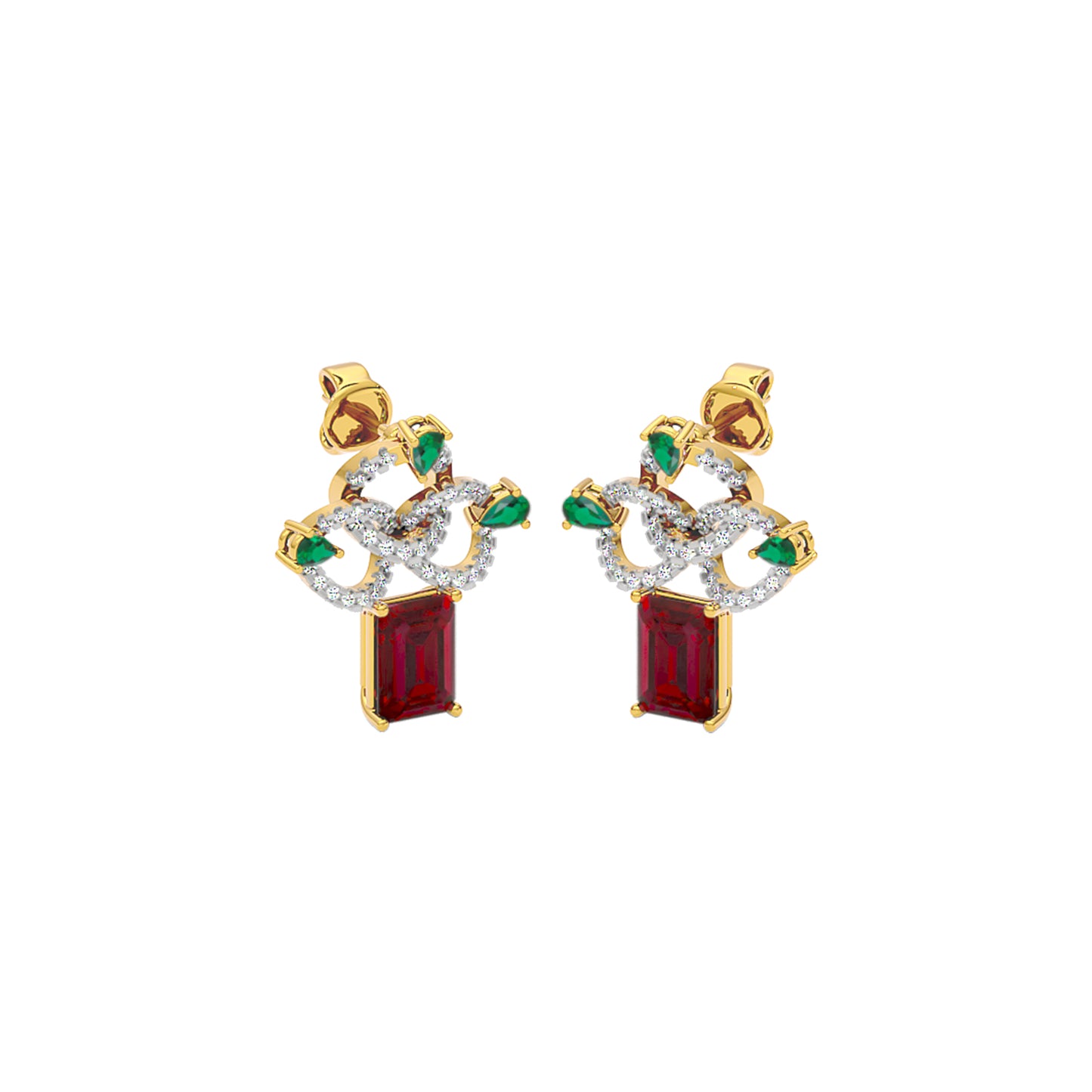 Fleur Motif Diamond Earrings 18 KT / Yellow Gold