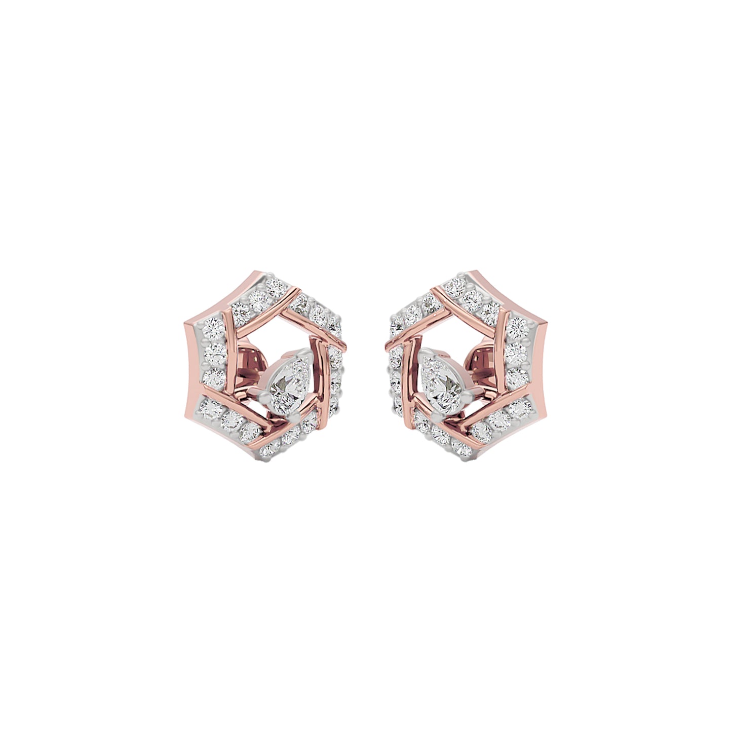 Geometric Bloom Diamond Earrings 18 KT / Rose Gold